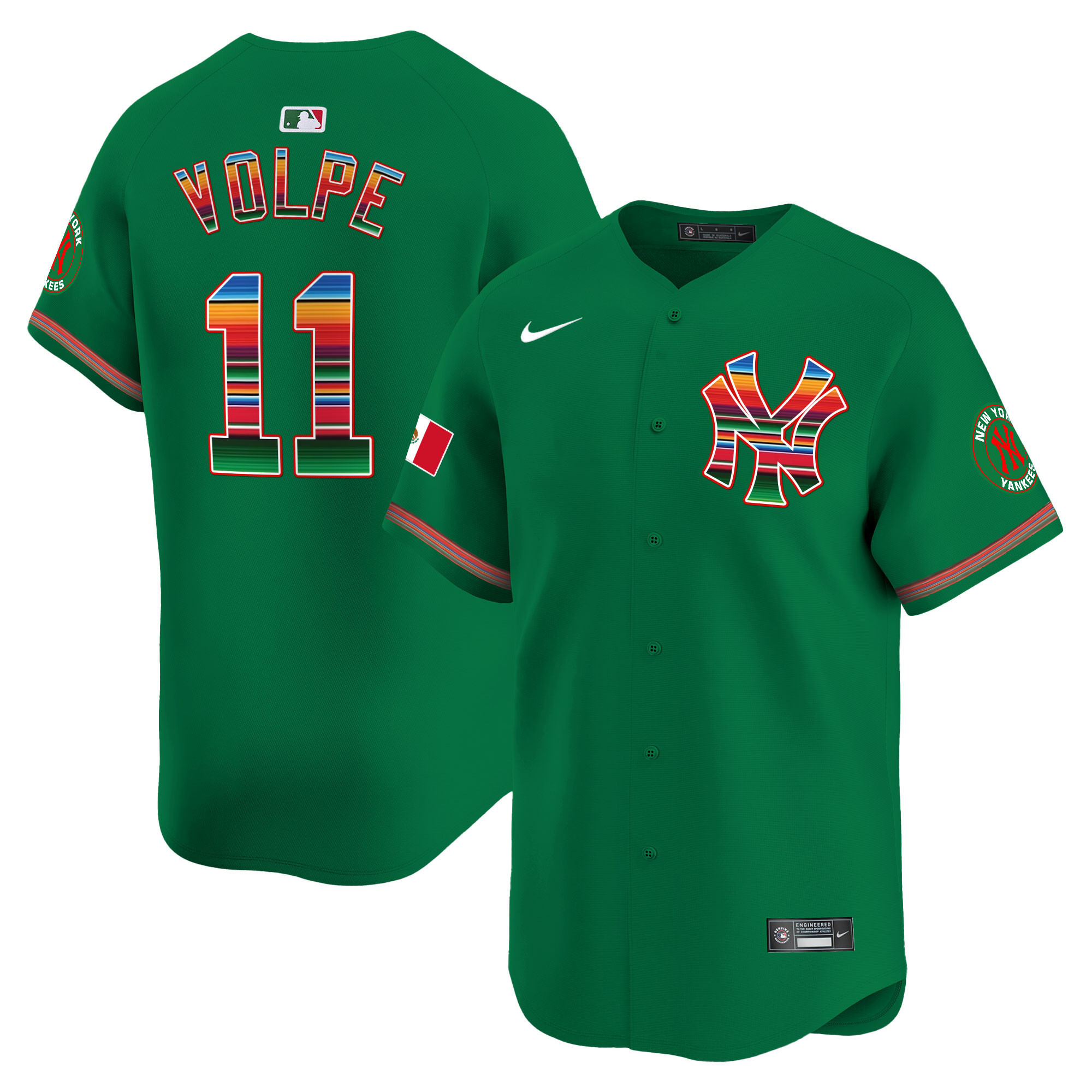 Anthony Volpe Men's New York Yankees Mexico Vapor Premier Limited Green Jersey - All Stitched