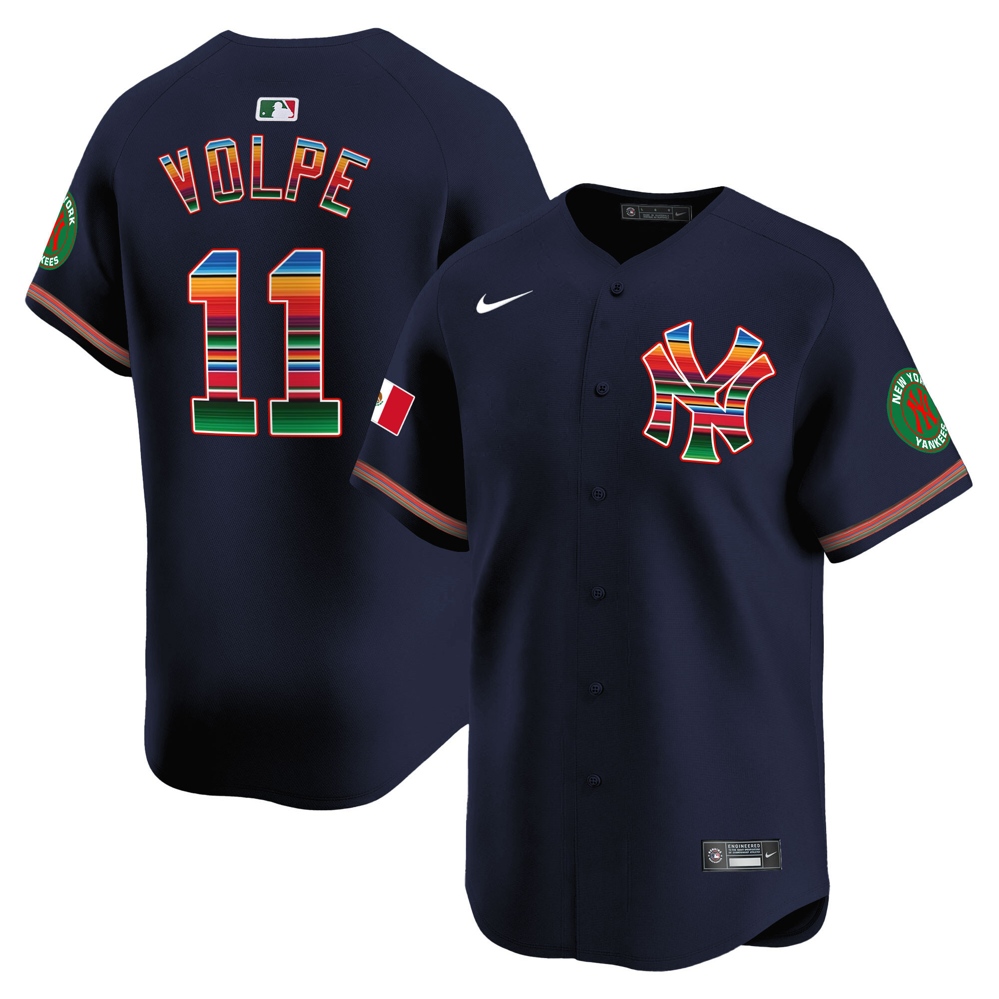 Anthony Volpe Men's New York Yankees Mexico Vapor Premier Limited Navy Jersey - All Stitched