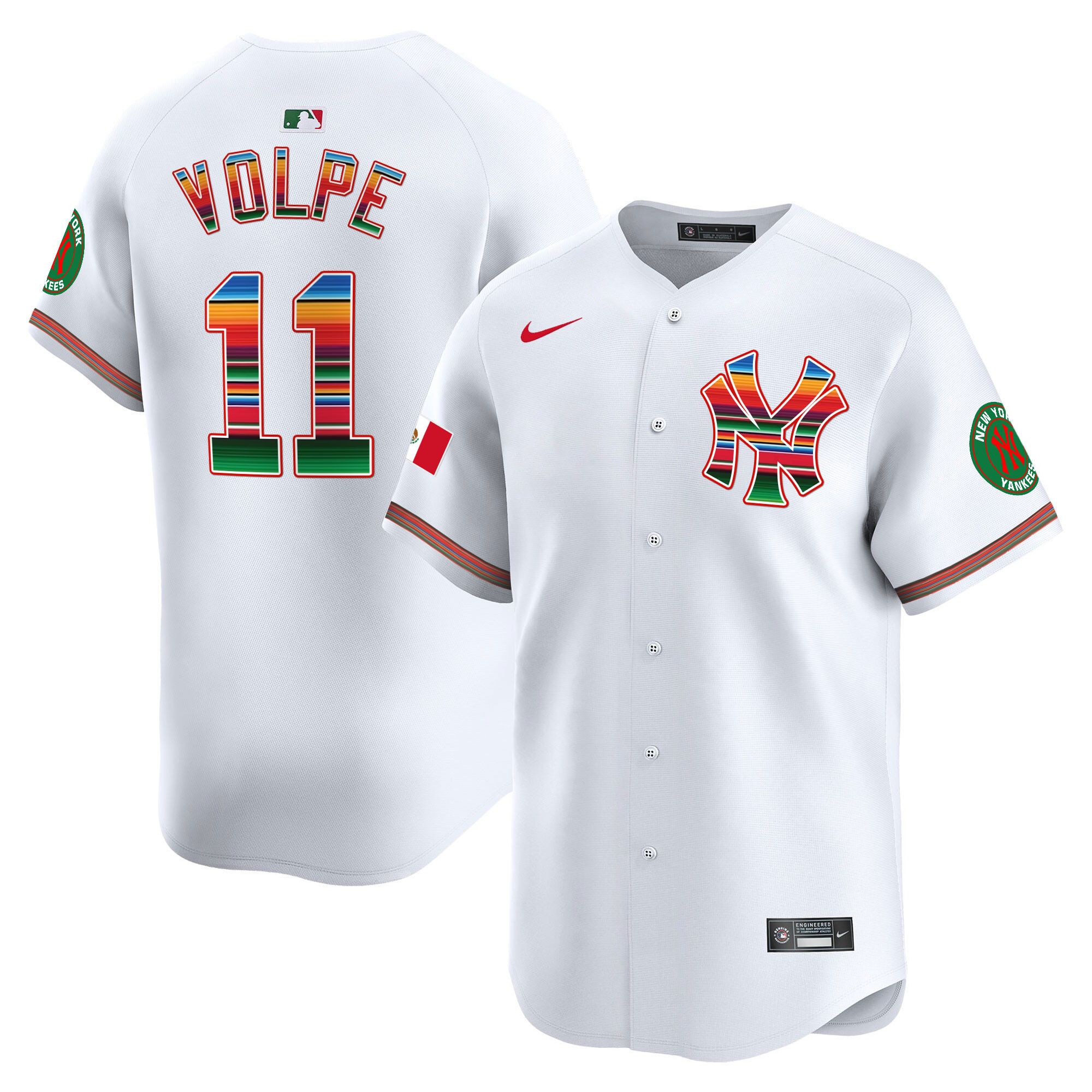 Anthony Volpe Men's New York Yankees Mexico Vapor Premier Limited White Jersey - All Stitched