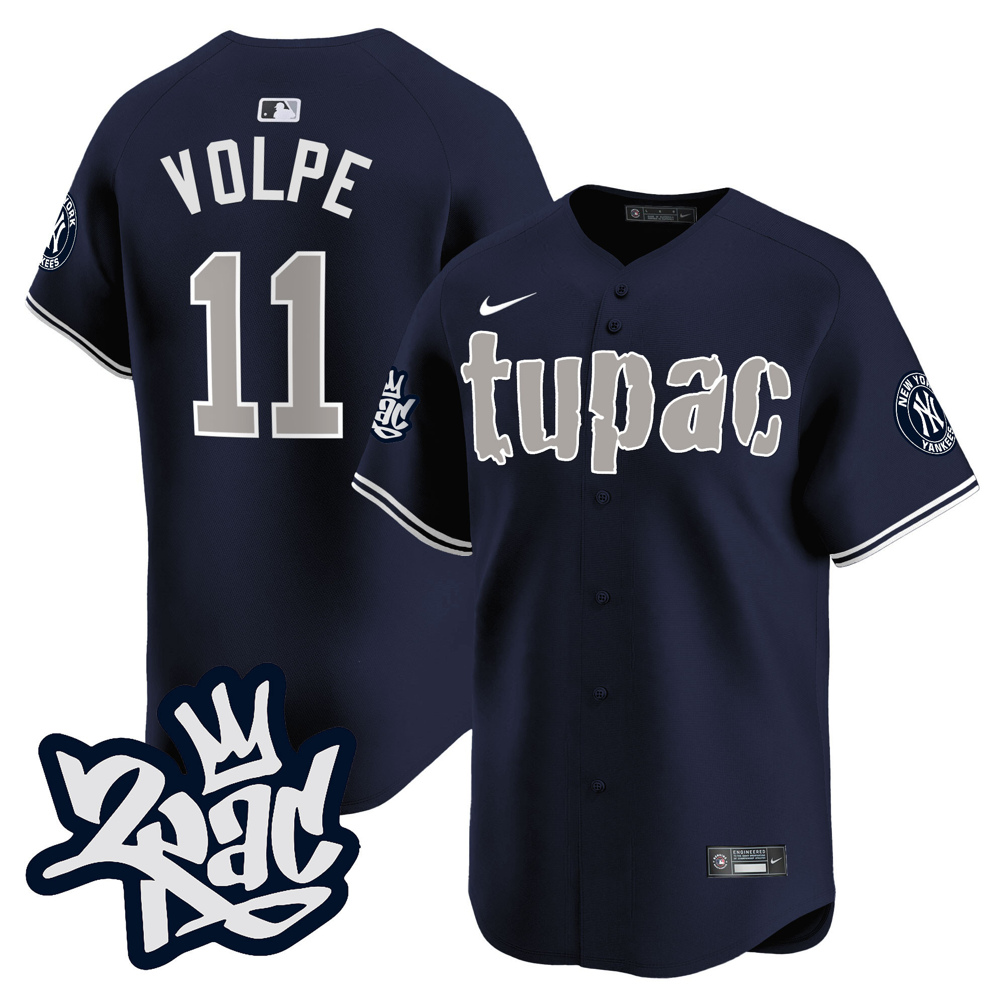 Anthony Volpe Men's New York Yankees Tupac Shakur Vapor Premier Limited Alternate Jersey - All Stitched