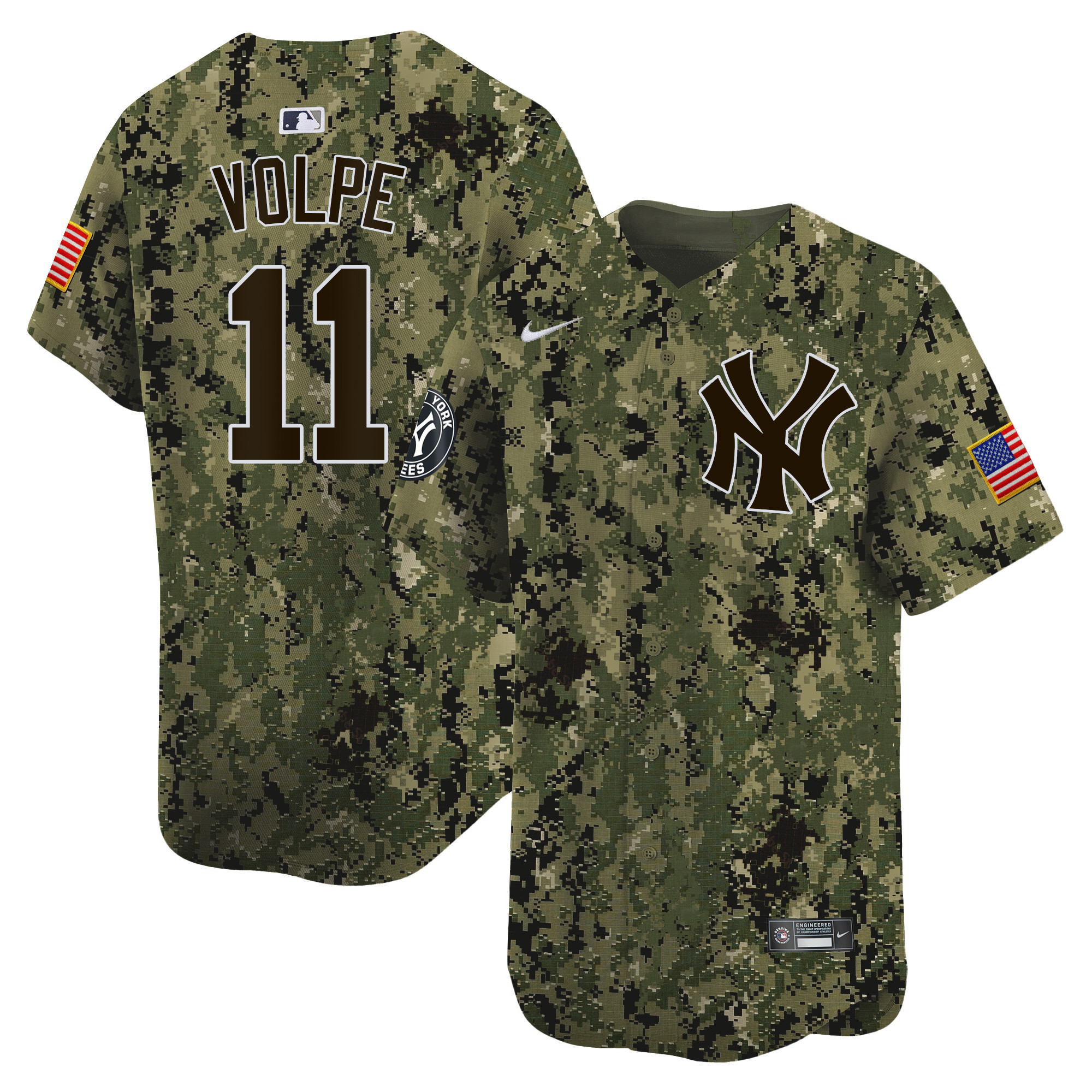 Anthony Volpe Men's New York Yankees USMC Alternate Vapor Premier Limited Woodland Jersey - All Stitched