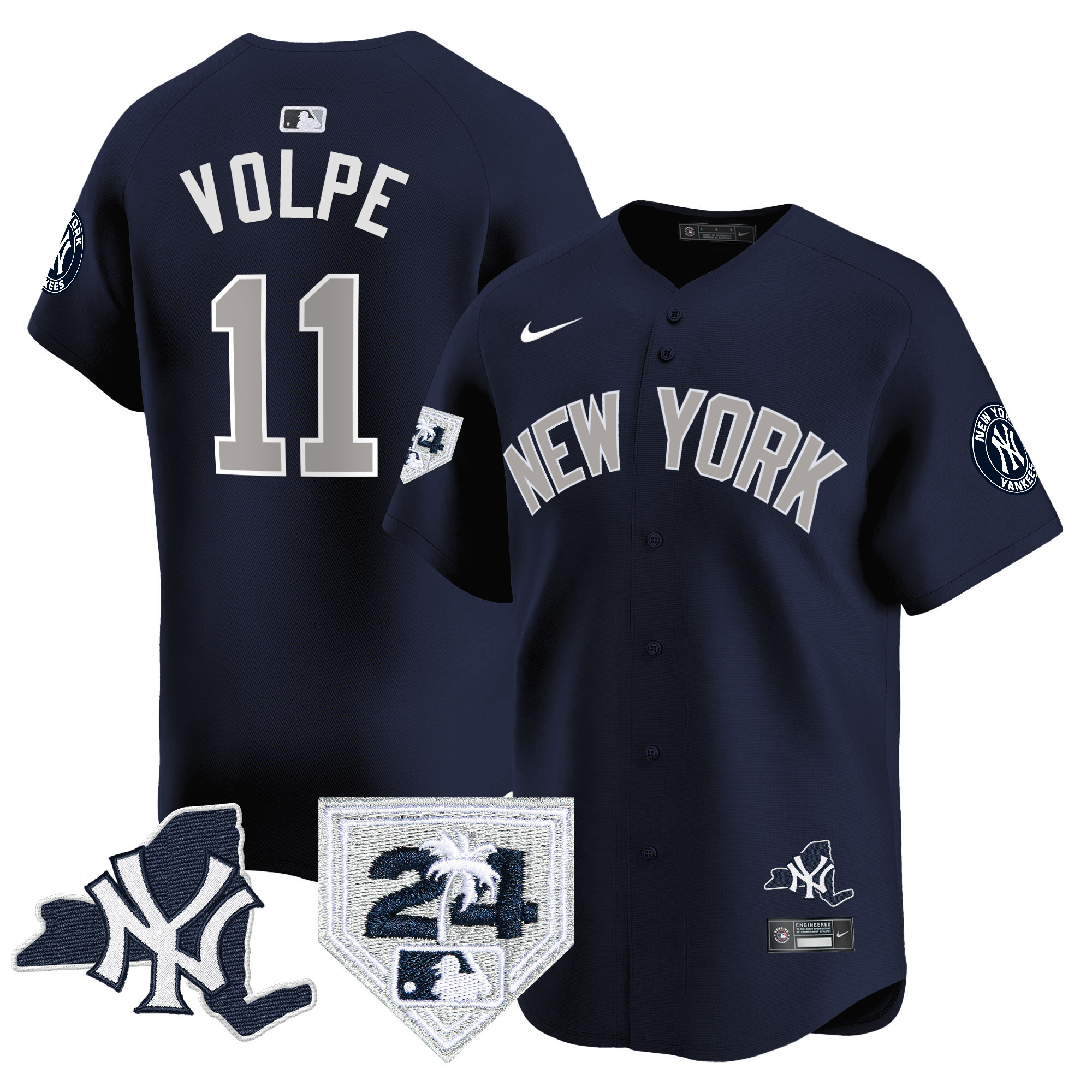 Anthony Volpe Men's New York Yankees Vapor Premier Limited - New York Patch Alternate Jersey - All Stitched