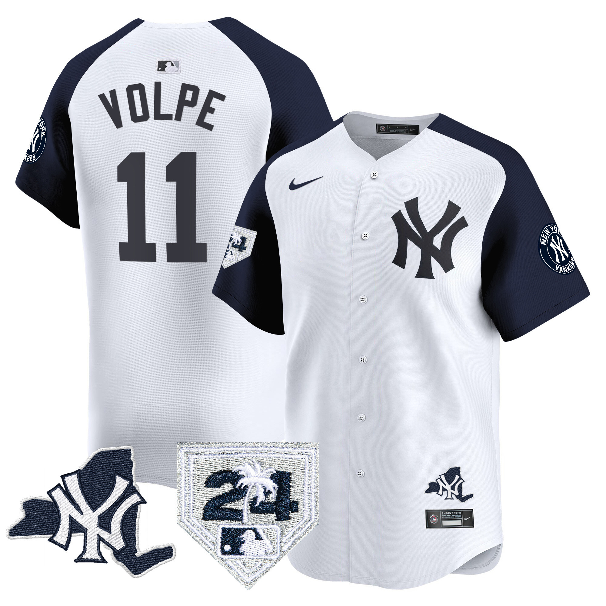 Anthony Volpe Men's New York Yankees Vapor Premier Limited - New York Patch White Alternate Jersey - All Stitched