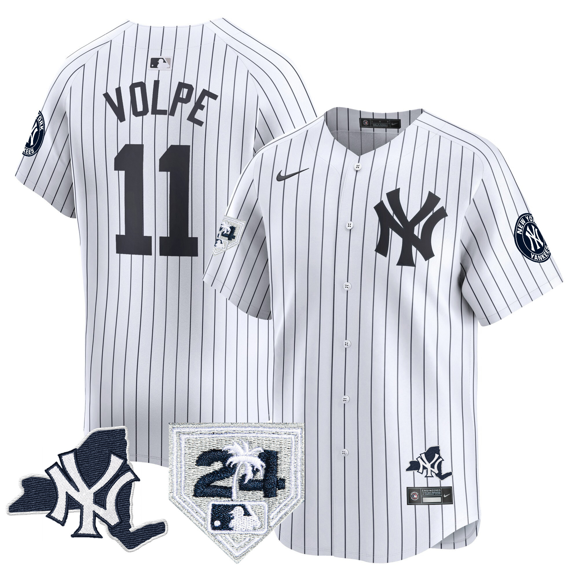 Anthony Volpe Men's New York Yankees Vapor Premier Limited - New York Patch White Jersey - All Stitched
