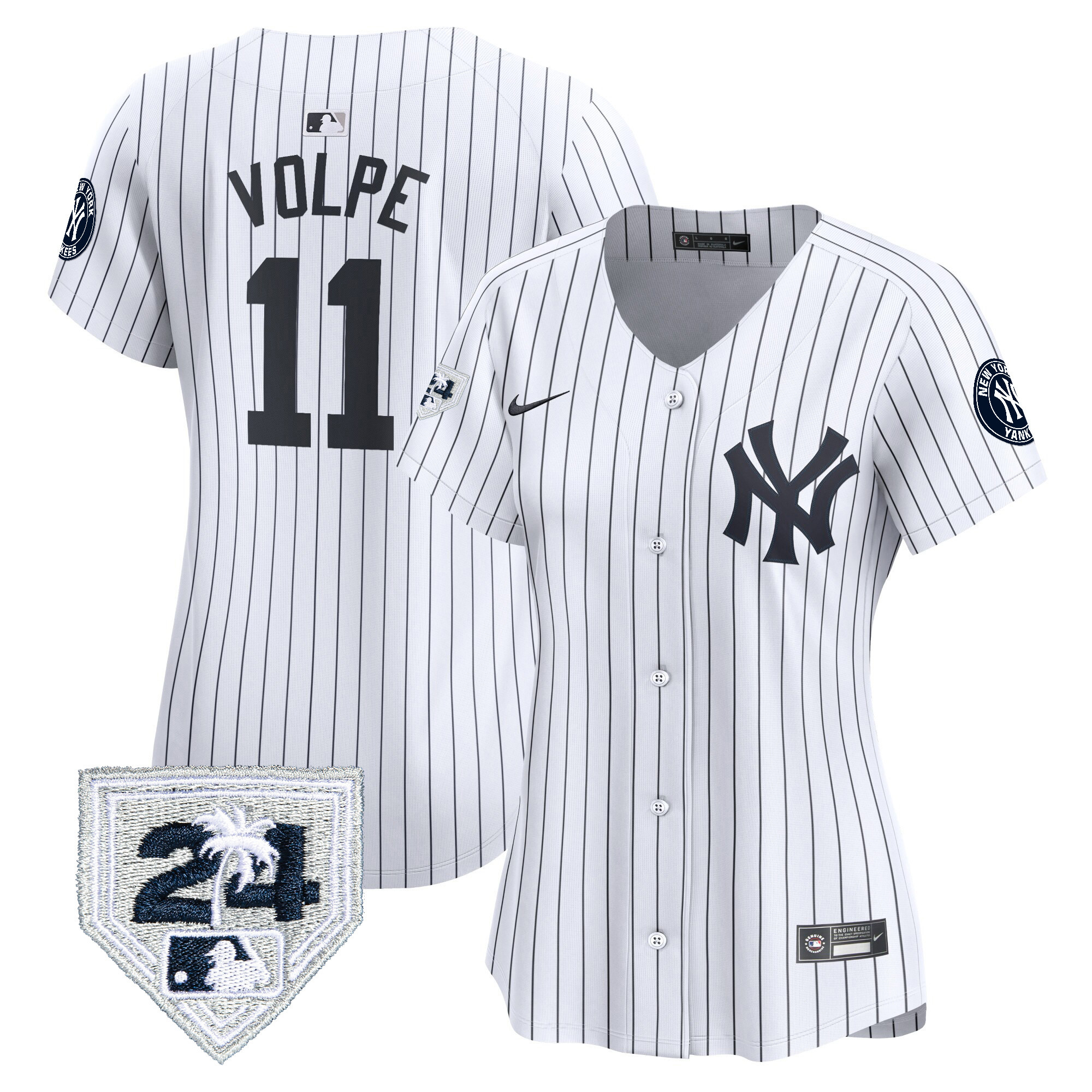 Anthony Volpe Women's New York Yankees 2024 Spring Training Patch Vapor Premier Limited V2 White Jersey - All Stitched