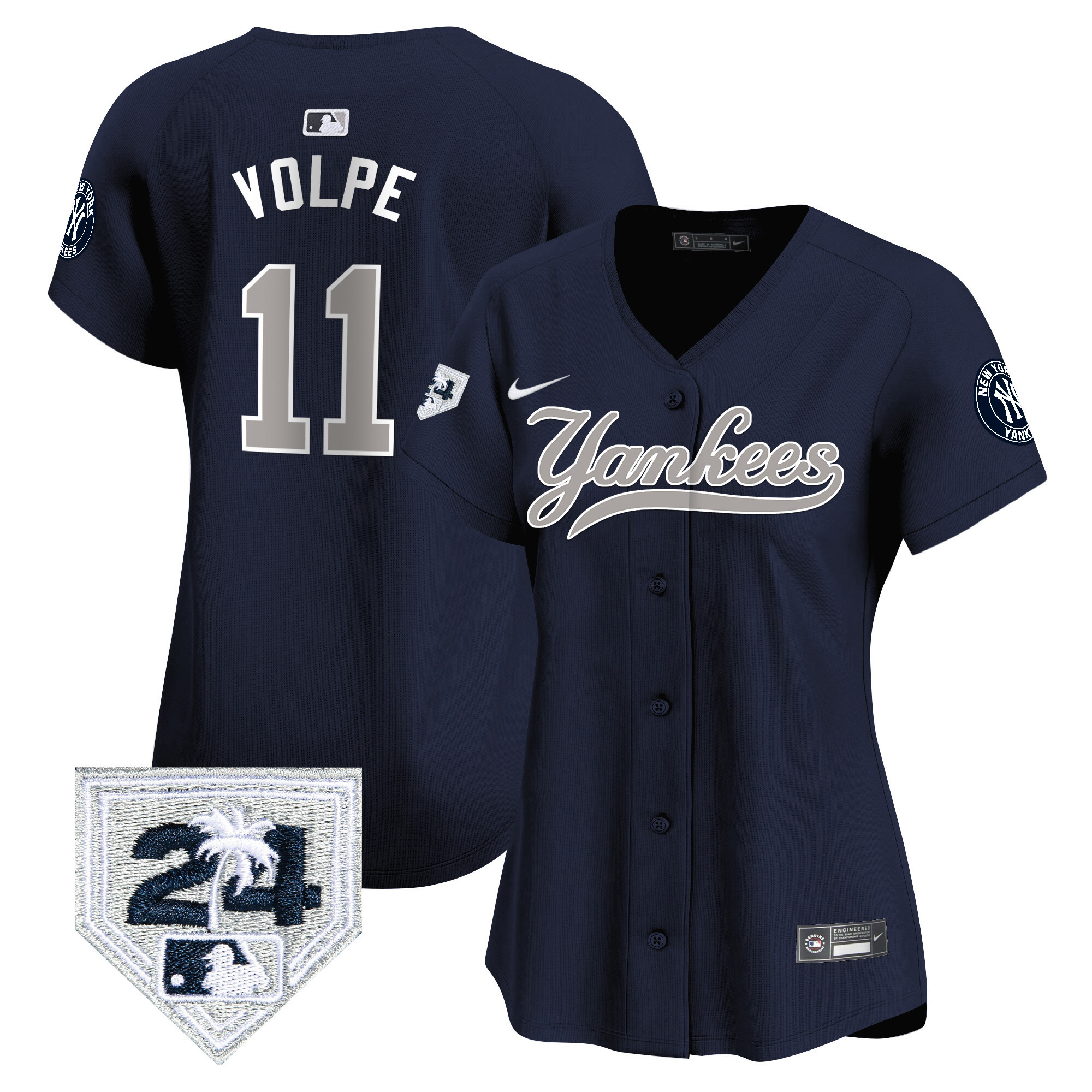 Anthony Volpe Women's New York Yankees 2024 Spring Training Patch Vapor Premier Limited V6 Alternate Jersey - All Stitched