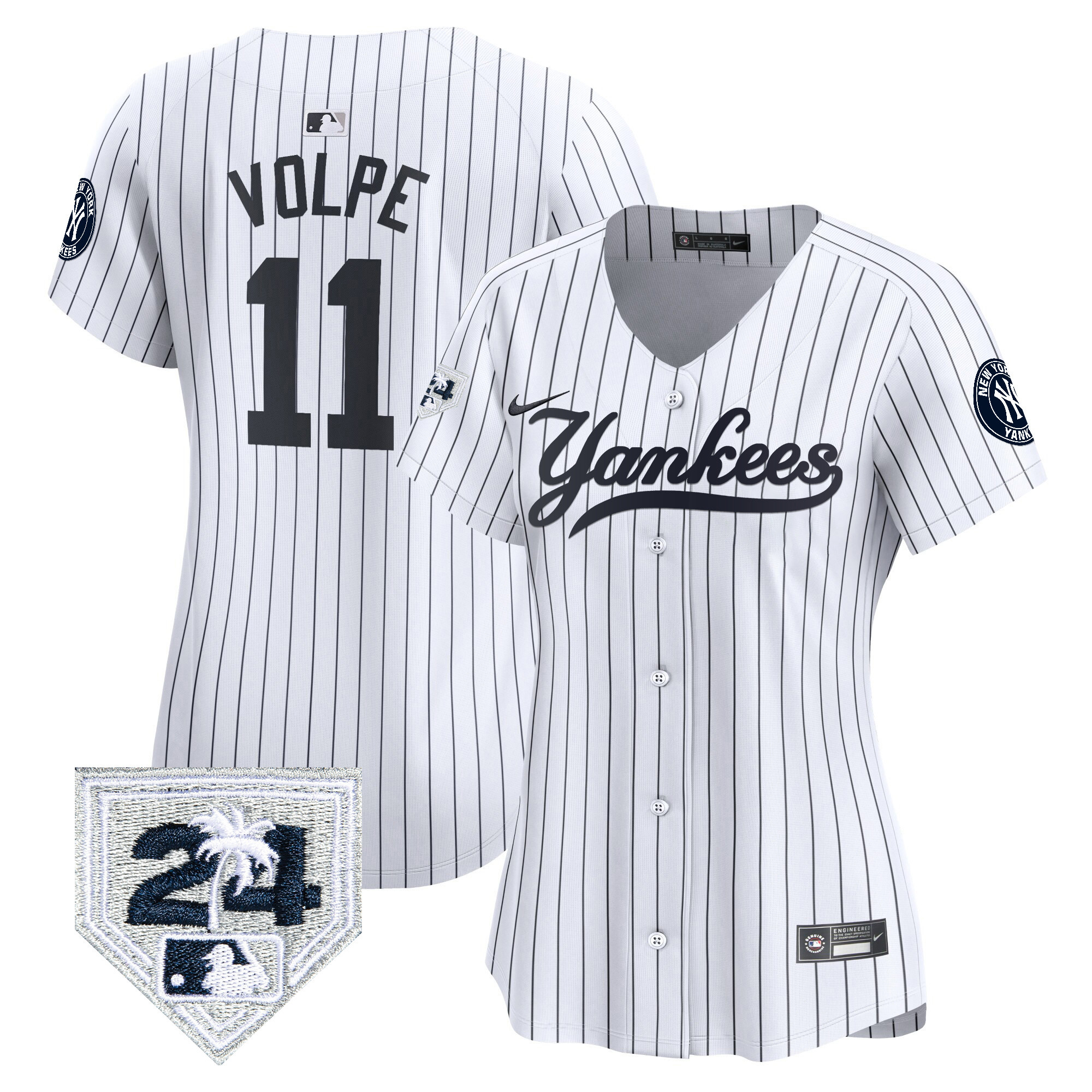 Anthony Volpe Women's New York Yankees 2024 Spring Training Patch Vapor Premier Limited V6 White Jersey - All Stitched