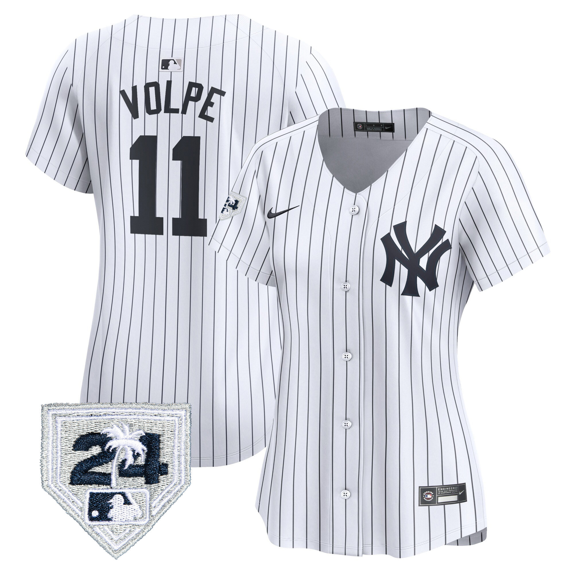 Anthony Volpe Women's New York Yankees 2024 Spring Training Patch Vapor Premier Limited White Jersey - All Stitched