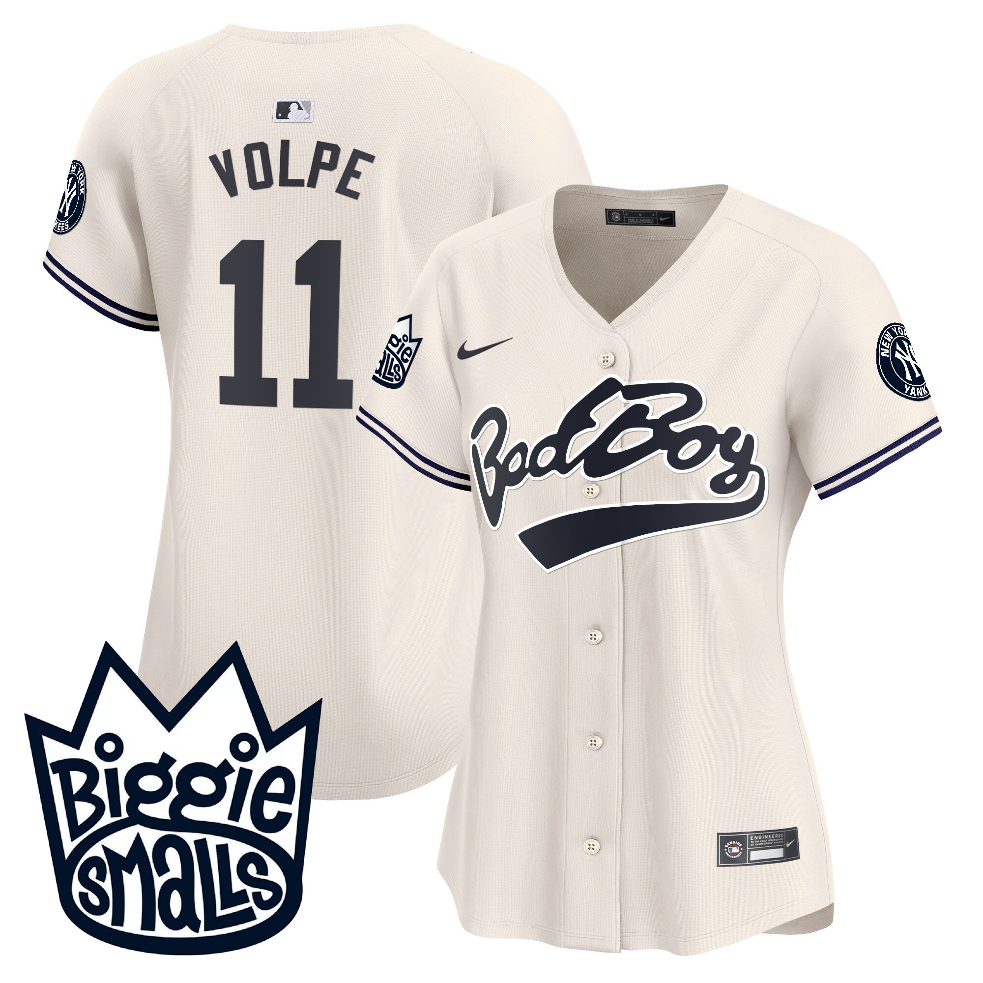 Anthony Volpe Women's New York Yankees Biggie Smalls Vapor Premier Limited Cream Jersey - All Stitched