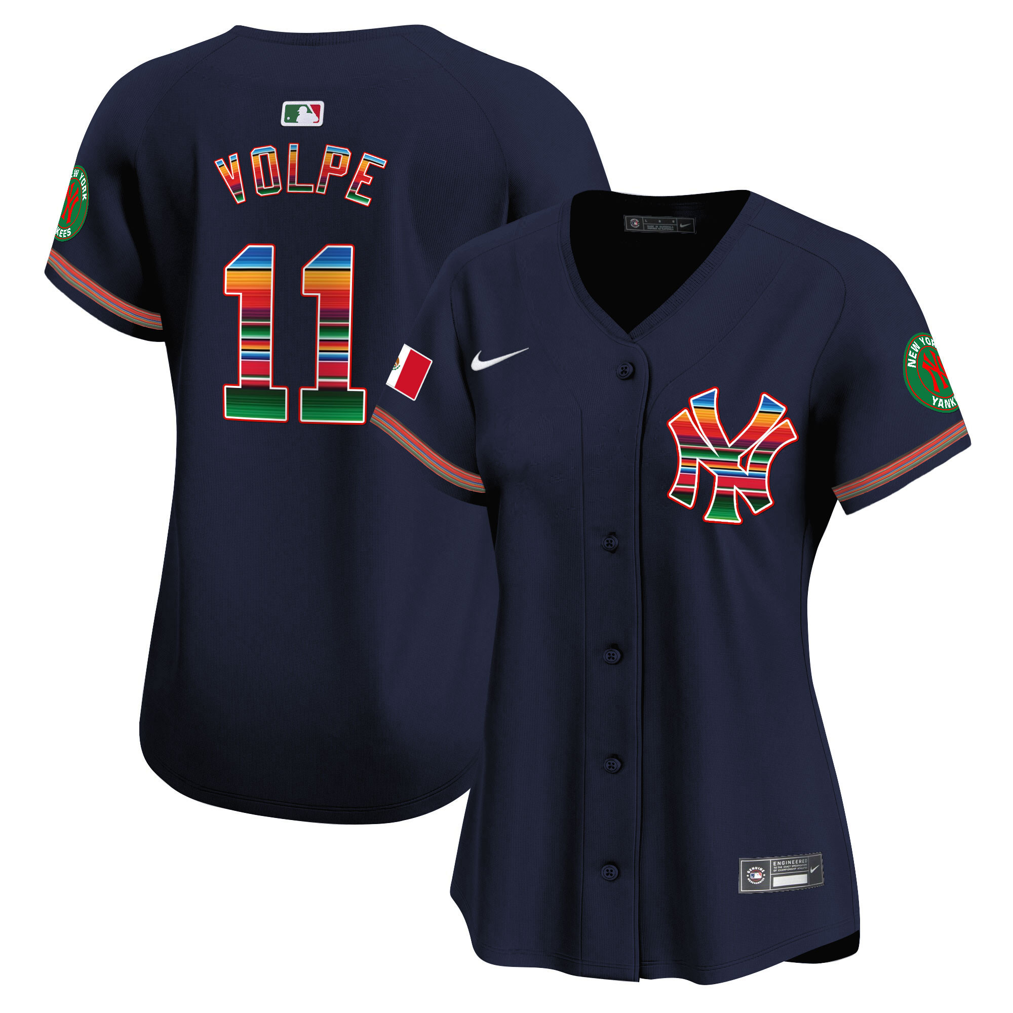 Anthony Volpe Women's New York Yankees Mexico Vapor Premier Limited Navy Jersey - All Stitched