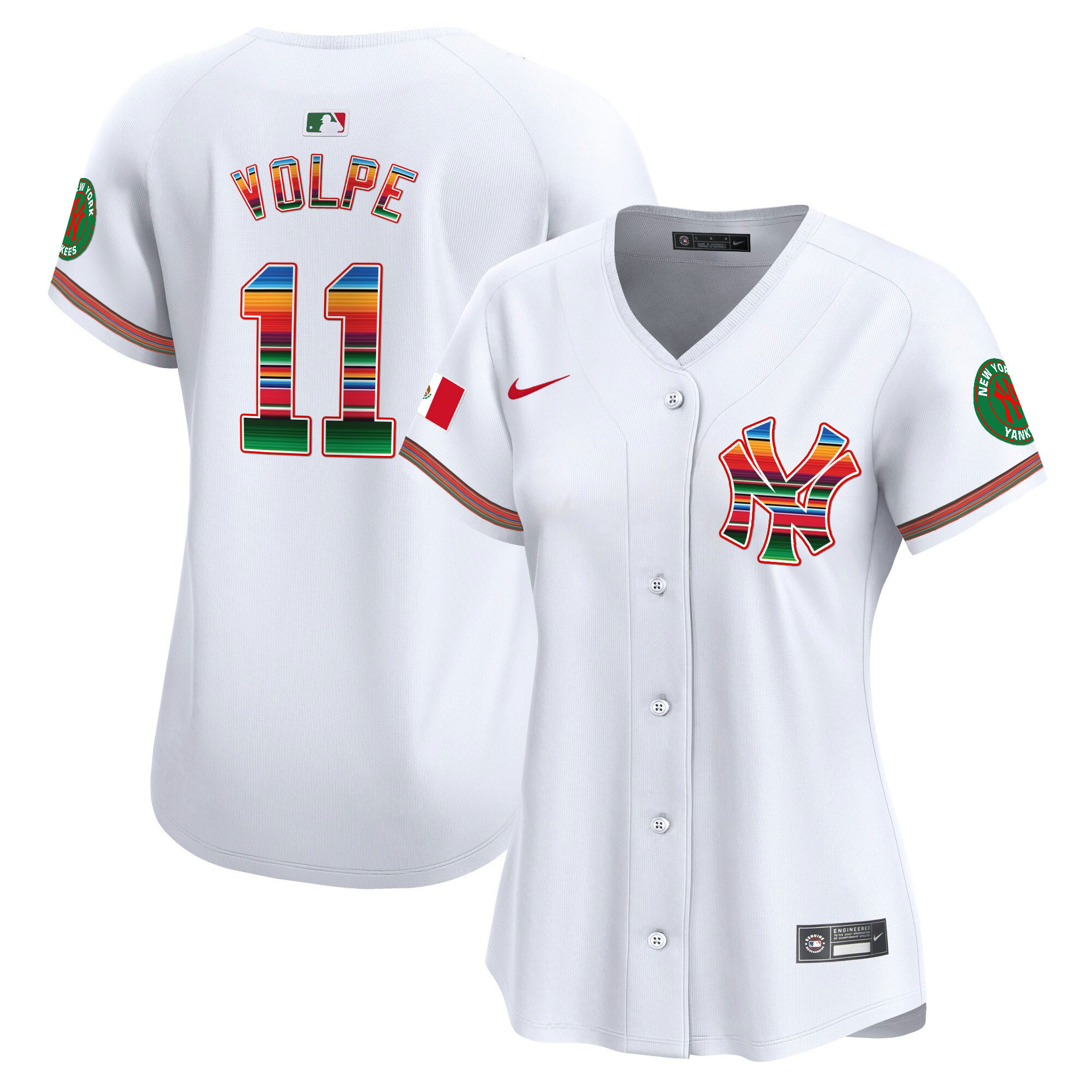Anthony Volpe Women's New York Yankees Mexico Vapor Premier Limited White Jersey - All Stitched