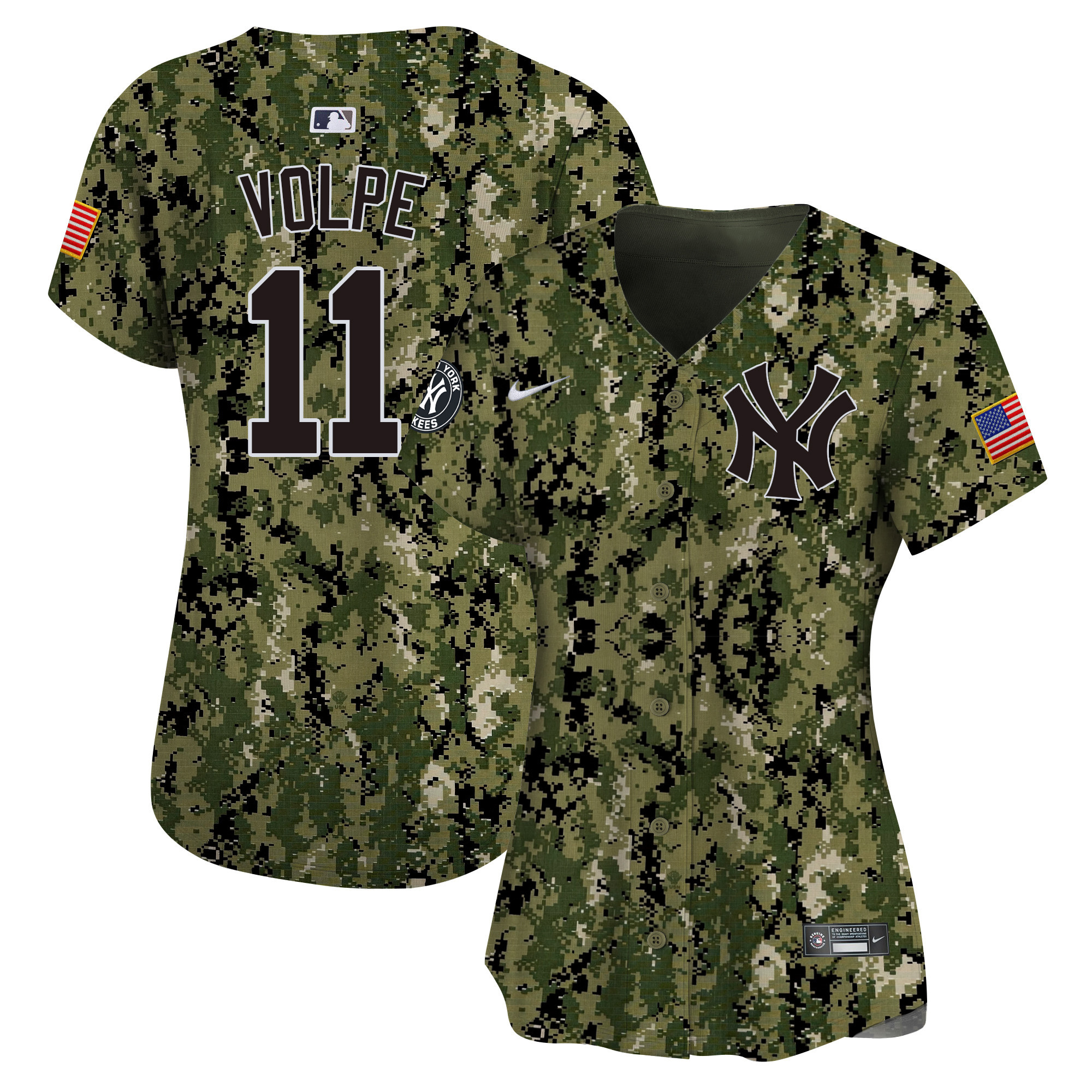 Anthony Volpe Women's New York Yankees USMC Alternate Vapor Premier Limited Woodland Jersey - All Stitched