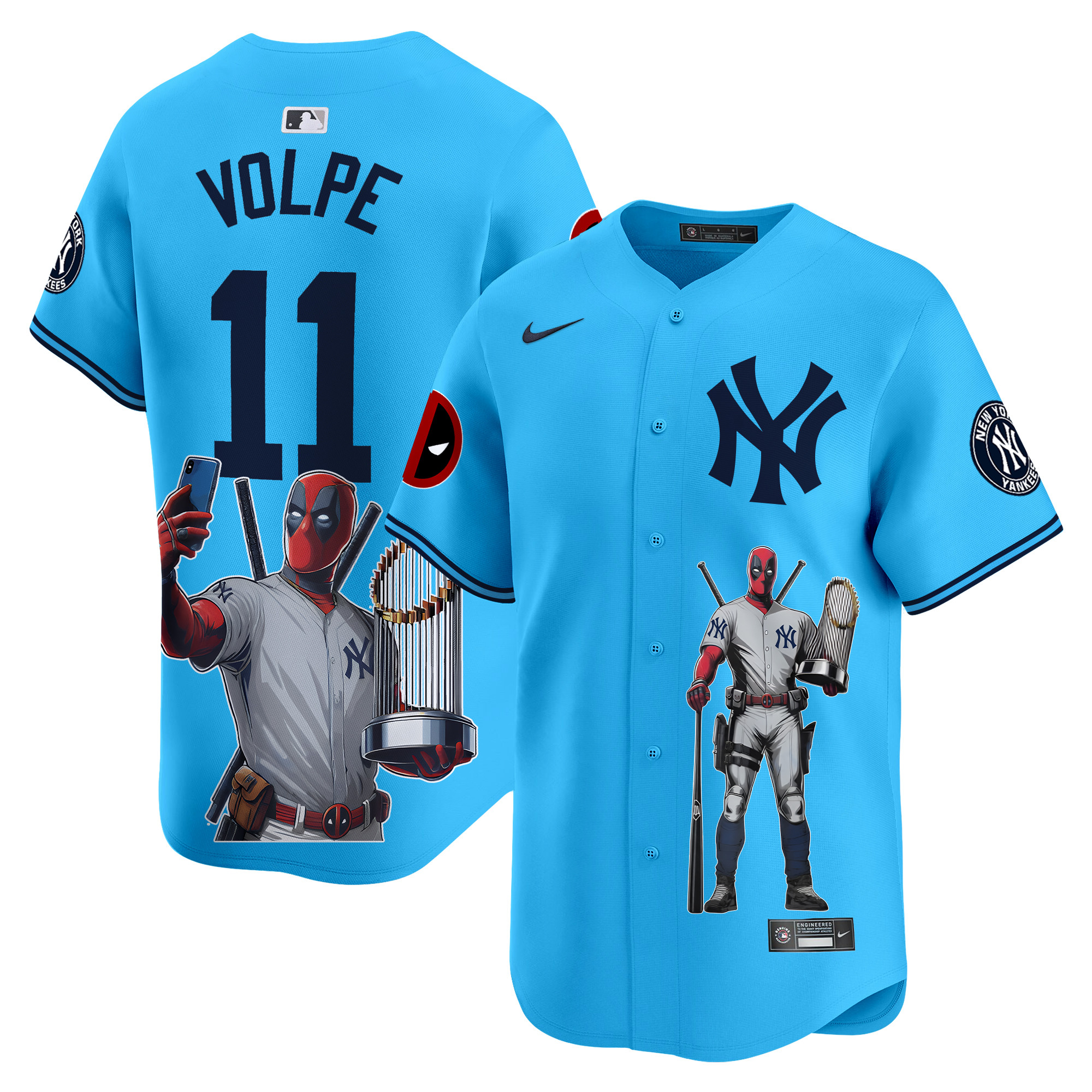 Anthony VolpeUnisex New York Yankees Deadpool Premier Limited Light Blue Jersey - Printed