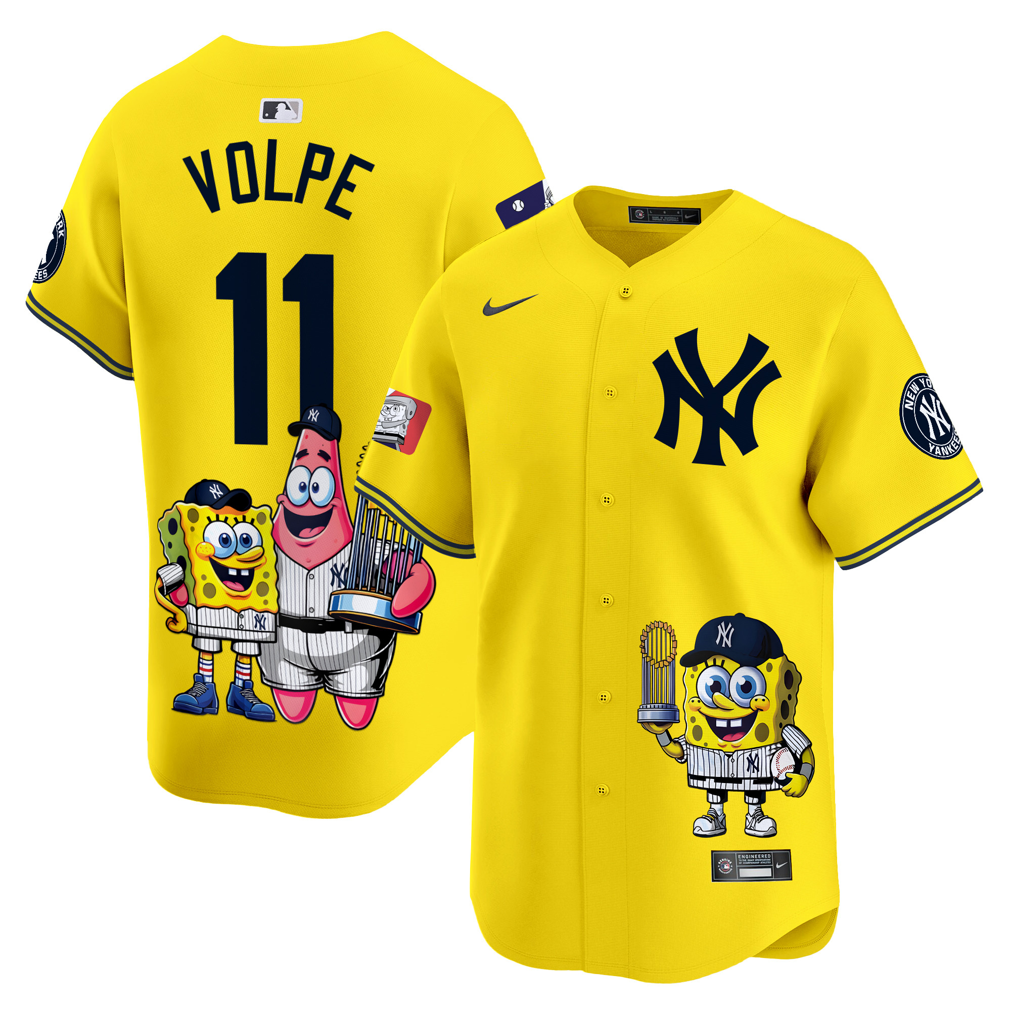 Anthony VolpeUnisex New York Yankees SpongeBob SquarePants Vapor Premier Limited Gold Jersey - Printed