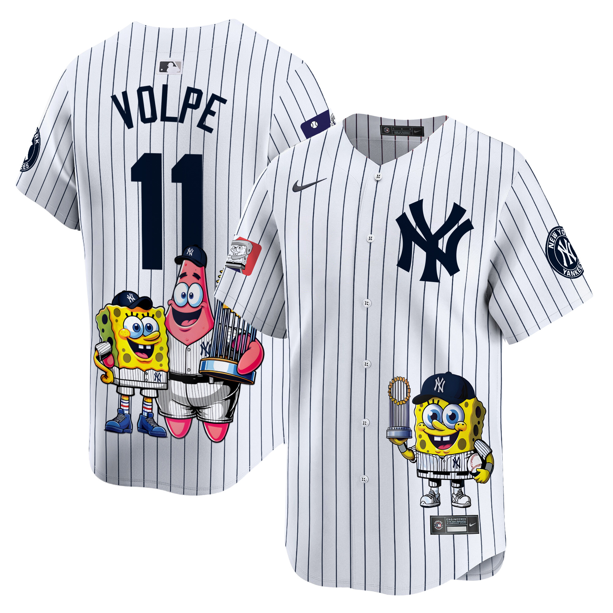 Anthony VolpeUnisex New York Yankees SpongeBob SquarePants Vapor Premier Limited White Jersey - Printed