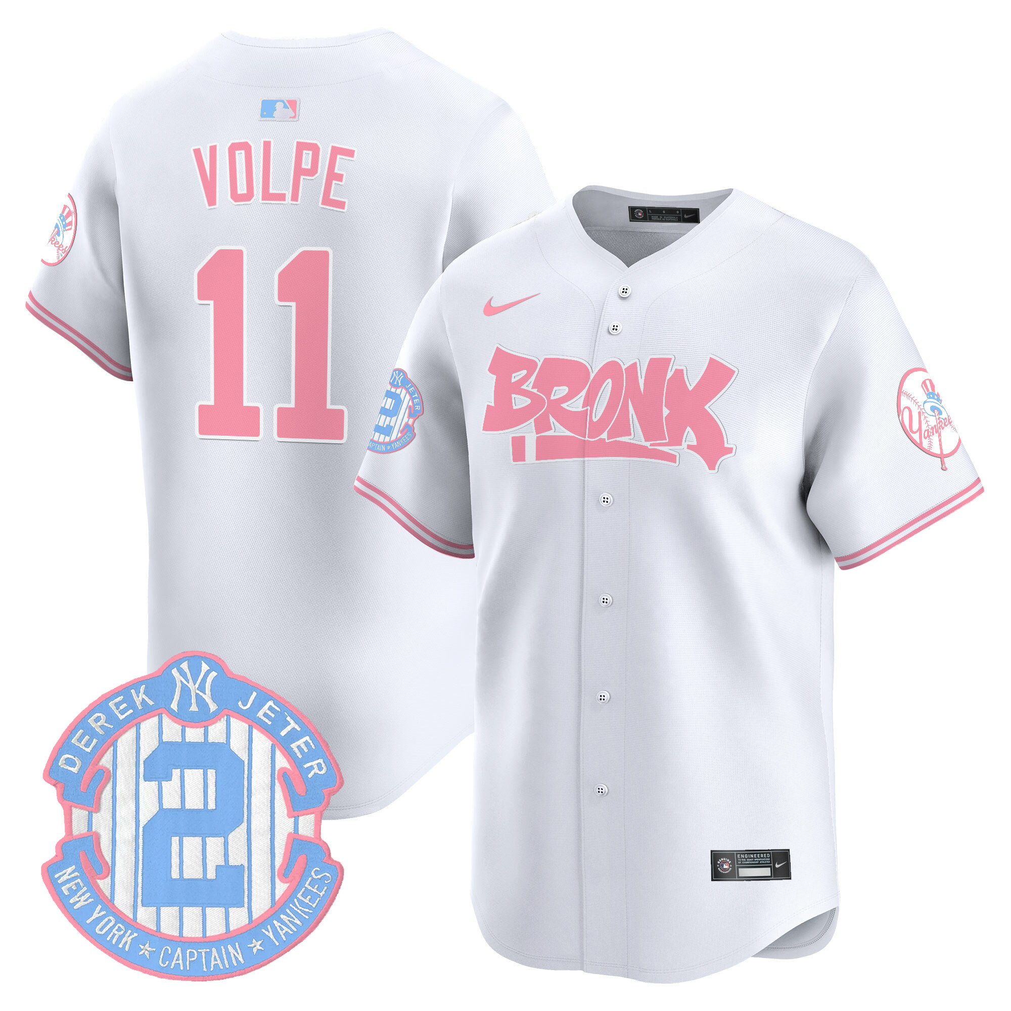 Anthony VolpeUnisex New York Yankees The Bronx Graffiti Bubblegum Pink Vapor Premier Limited White Jersey - All Stitched