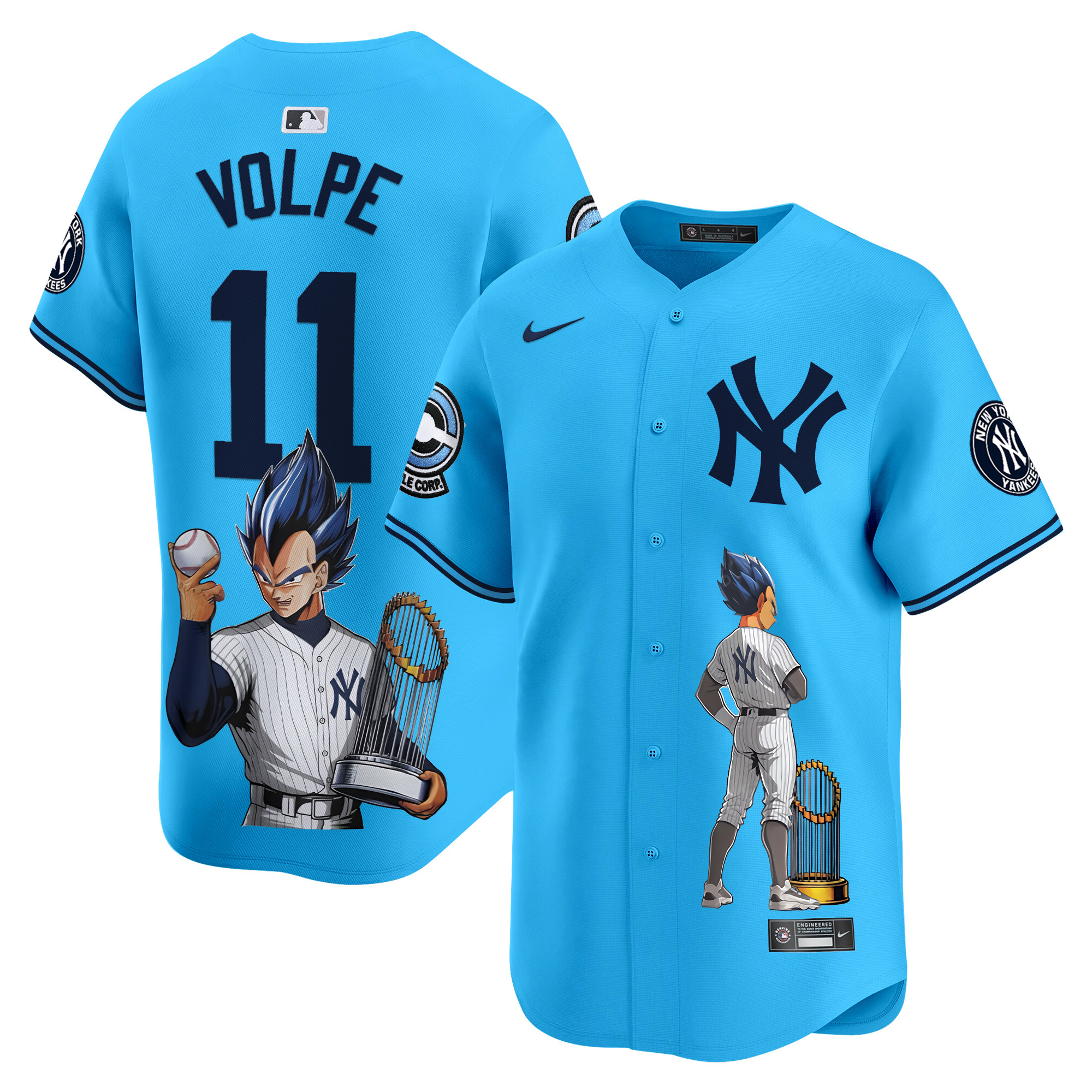 Anthony VolpeUnisex New York Yankees Vegeta Dragon Ball Vapor Premier Limited Light Blue Jersey - Printed