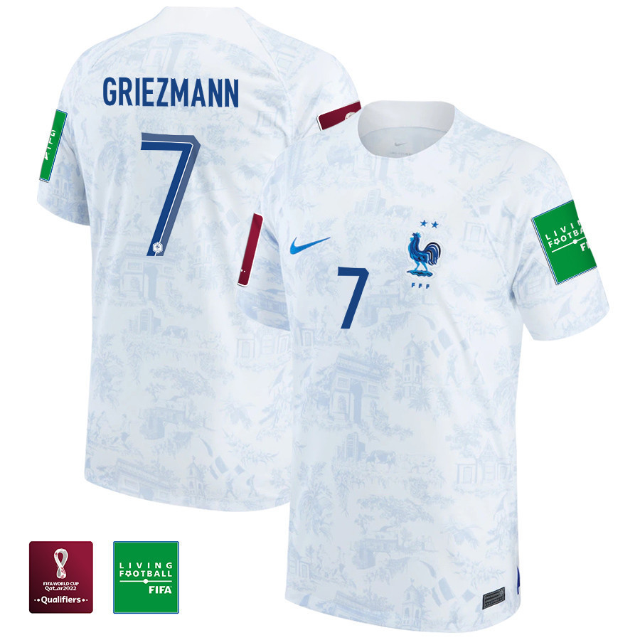 Antoine Griezmann 7 FIFA World Cup Qatar 2022 France National Team – Away Patch Soccer Jersey, Men