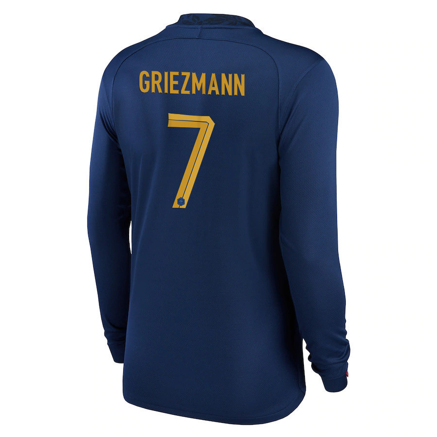 Antoine Griezmann 7 France National Team 2022-23 Qatar World Cup- Home Men Long Sleeve Soccer Jersey
