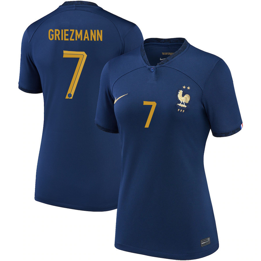 Antoine Griezmann 7 France National Team 2022-23 Qatar World Cup – Home Women Soccer Jersey, Midnight Navy