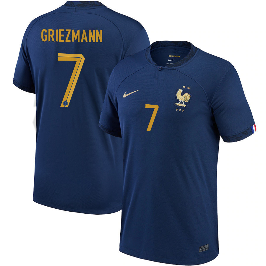 Antoine Griezmann 7 France National Team 2022-23 Qatar World Cup Home Soccer Jersey- Midnight Navy
