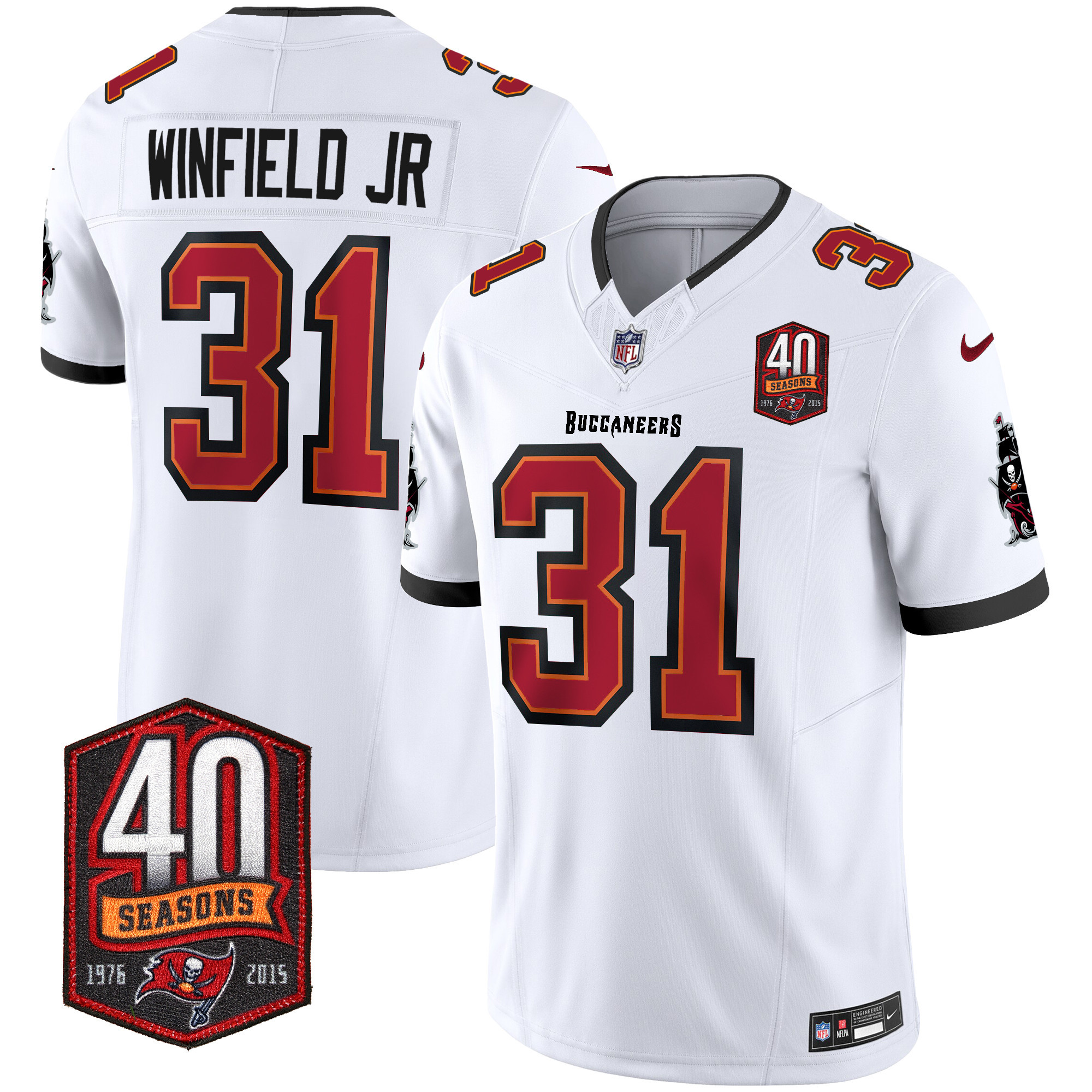 Antoine Winfield Jr. Men's Tampa Bay Buccaneers 40th Season Patch Vapor Limited White Jersey - All Stitched 