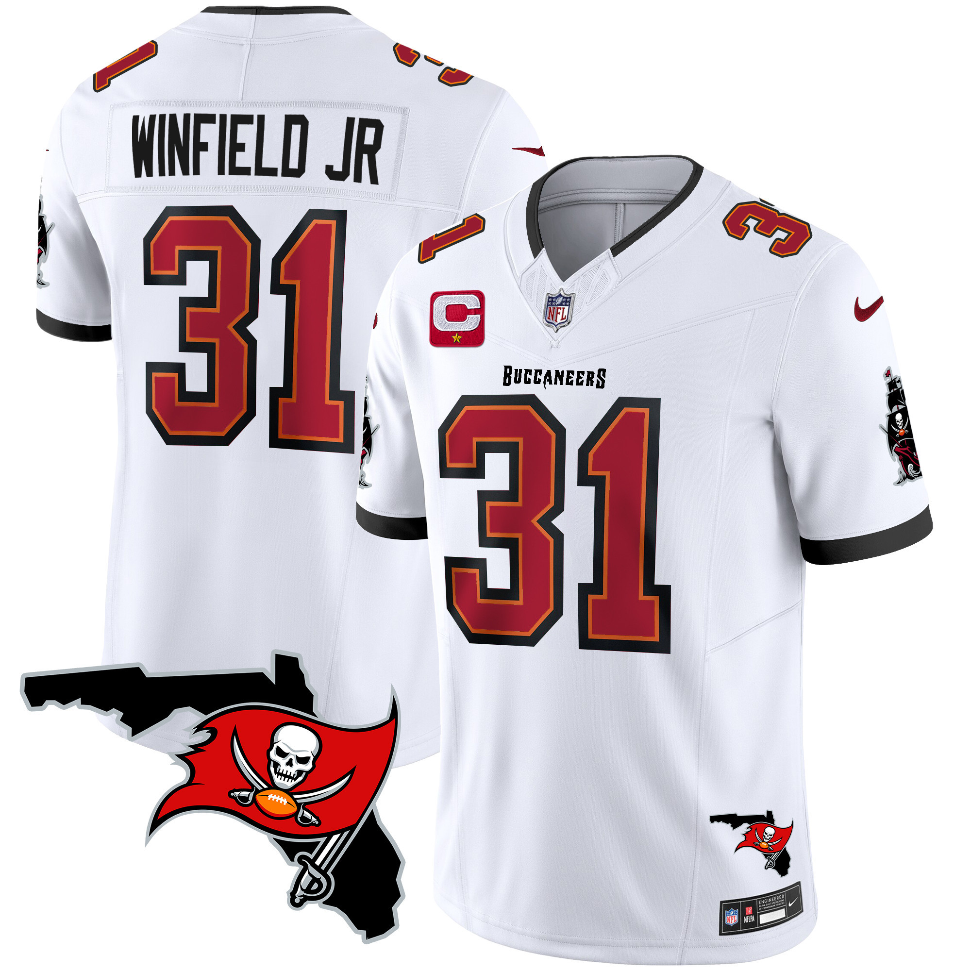 Antoine Winfield Jr. Men's Tampa Bay Buccaneers Florida Patch Vapor Limited White Jersey - All Stitched 
