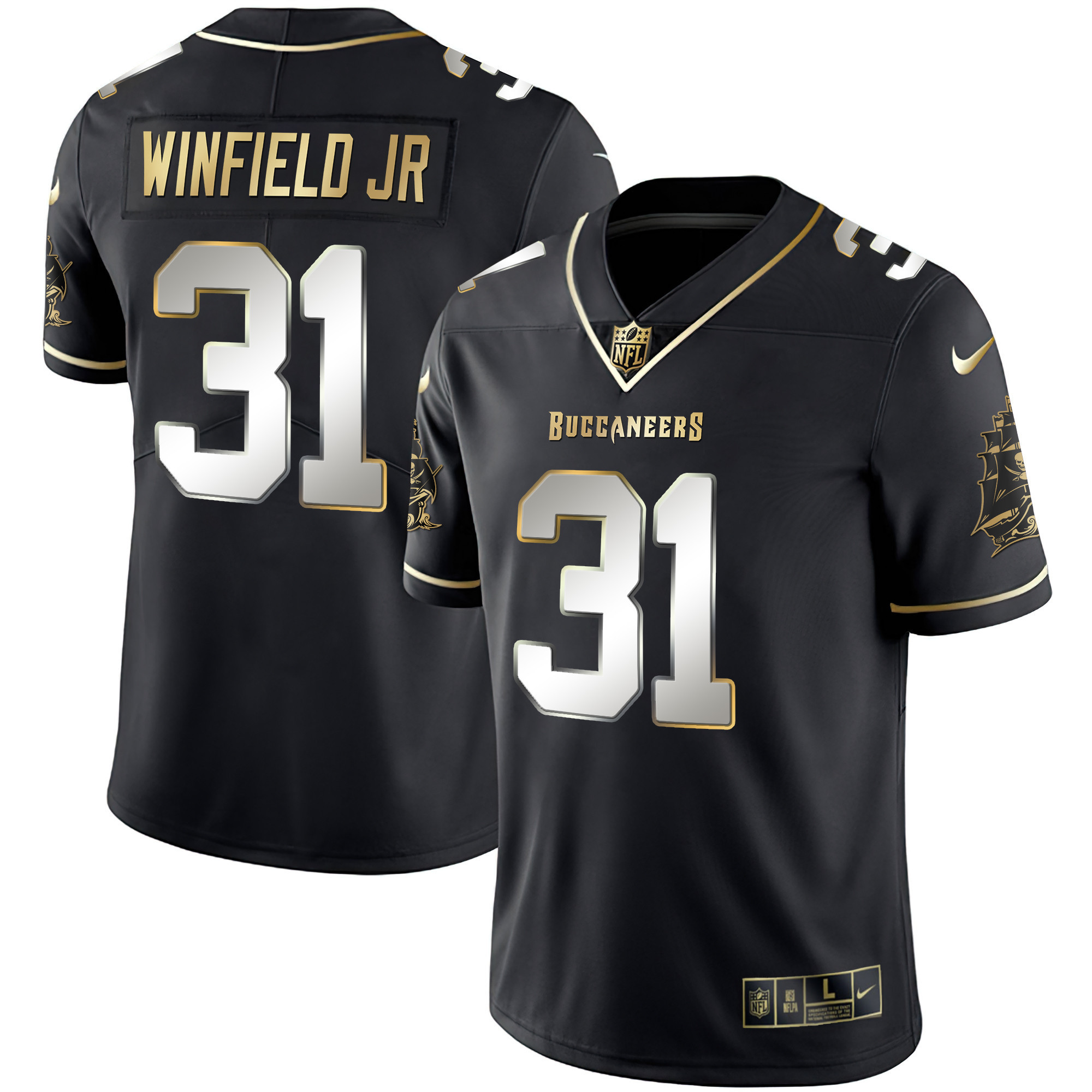 Antoine Winfield Jr. Men's Tampa Bay Buccaneers Gold Vapor Black Limited Jersey - All Stitched 