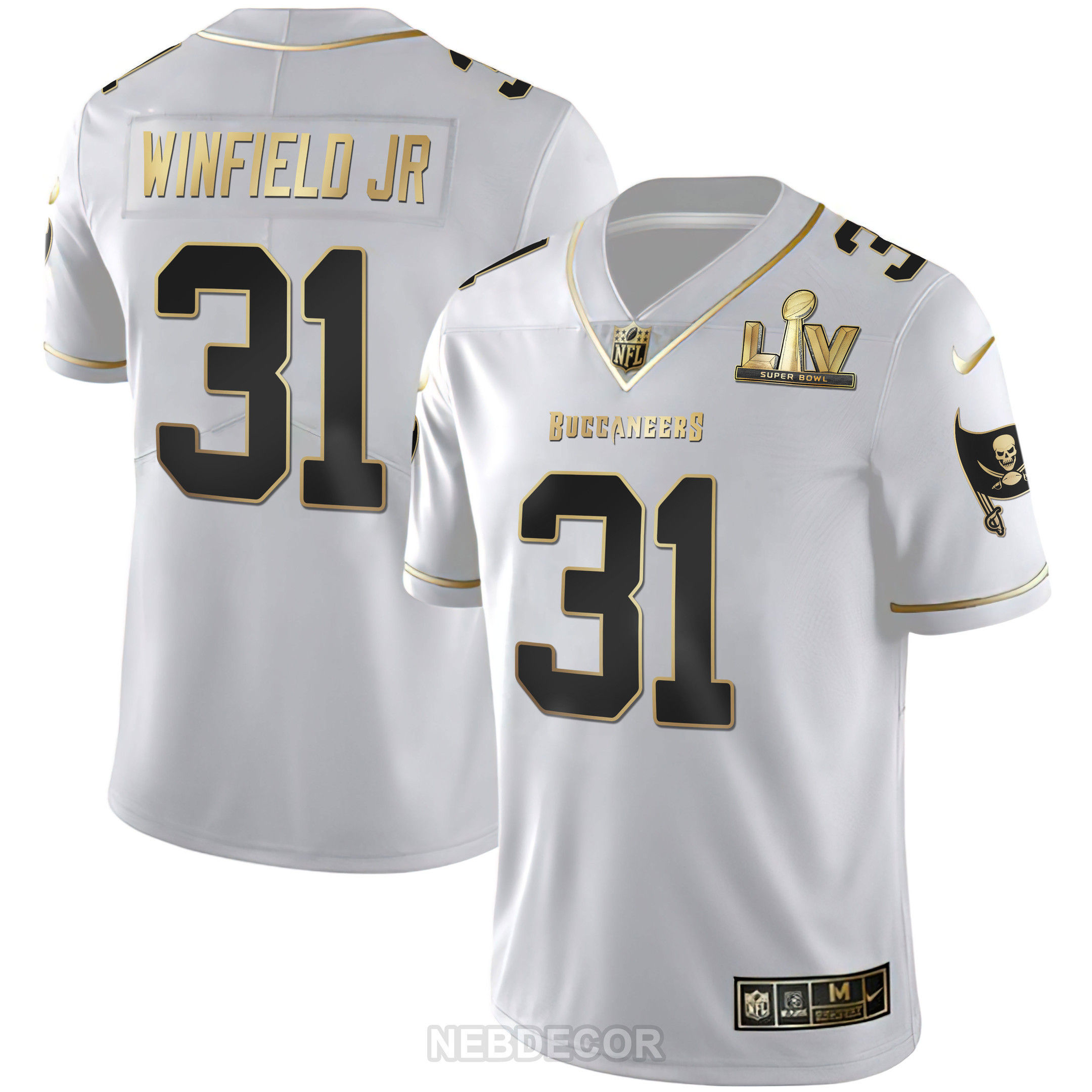 Antoine Winfield Jr. Men's Tampa Bay Buccaneers Super Bowl LIV White Gold & Black Gold White Gold Jersey - All Stitched 