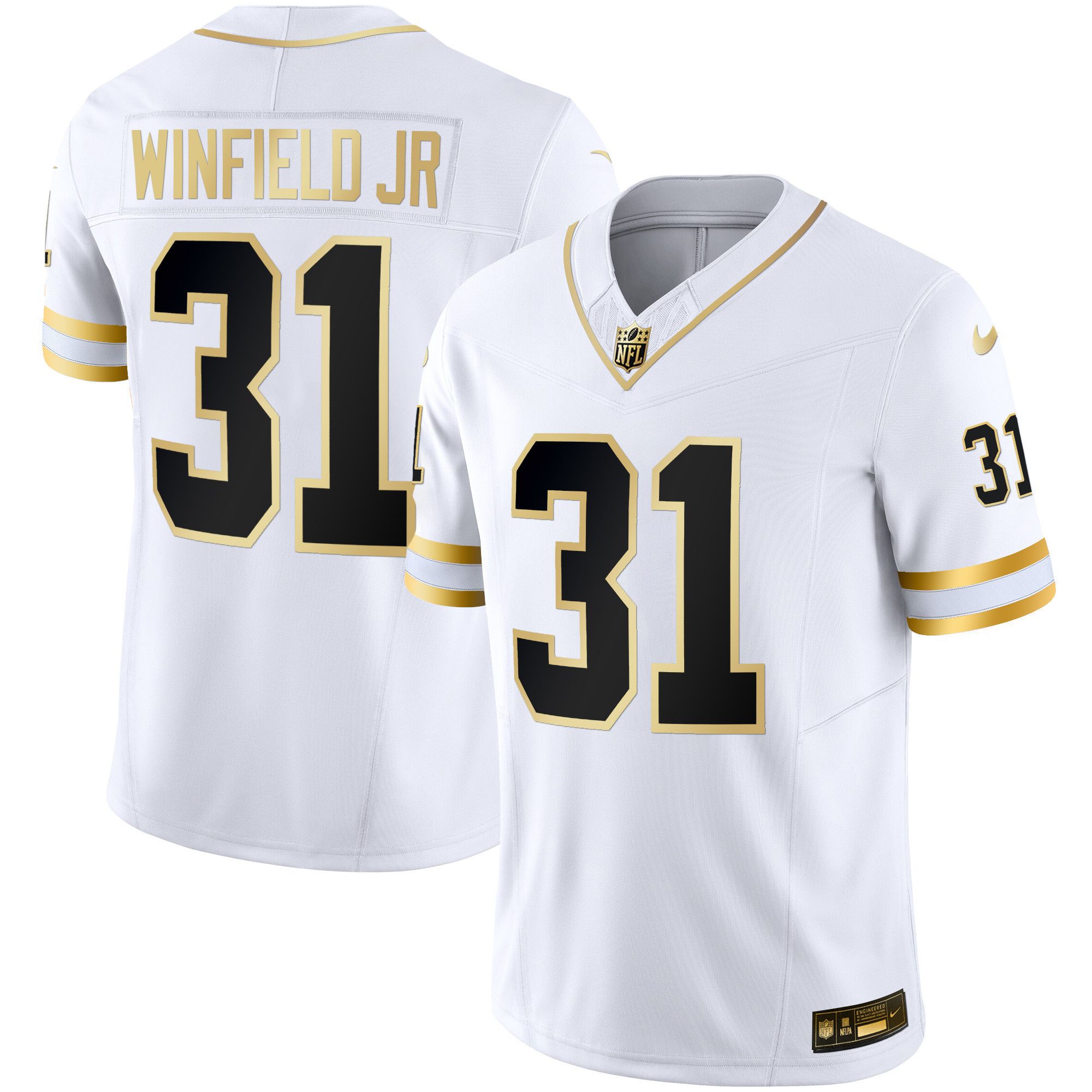 Antoine Winfield Jr. Men's Tampa Bay Buccaneers Throwback & Gold Limited White Gold Jersey - All Stitched 