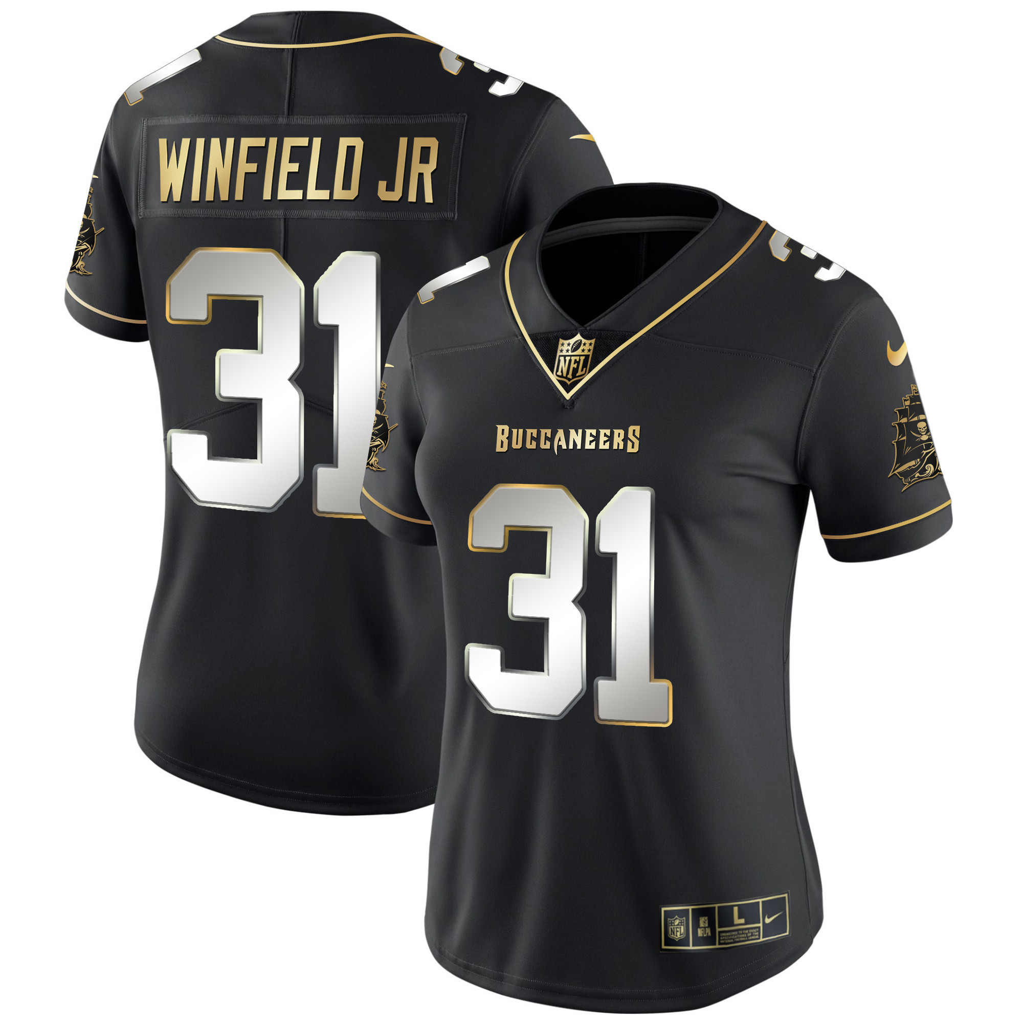 Antoine Winfield Jr. Women's Tampa Bay Buccaneers Vapor Gold Black Limited Jersey - All Stitched 