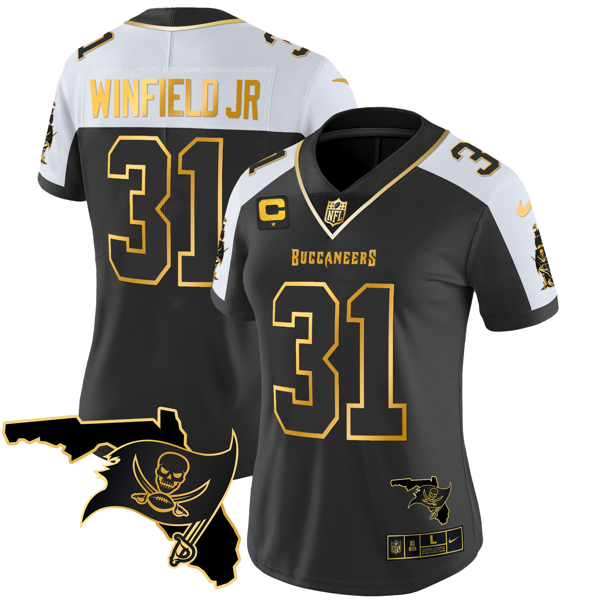 Antoine Winfield Jr Women's Tampa Bay Buccaneers Florida Patch Vapor Gold Alternate Jersey - All Stitched 