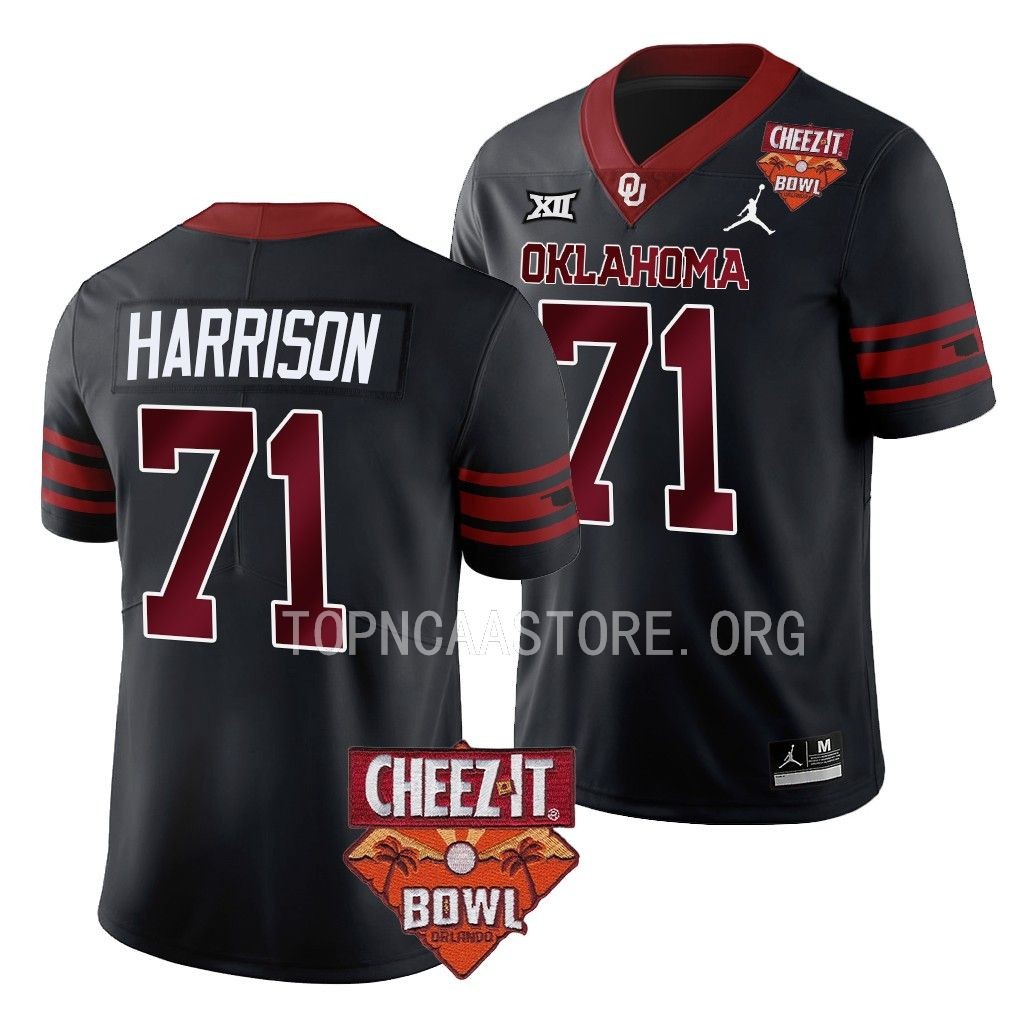 Anton Harrison Oklahoma Sooners 2022 Cheez-It Bowl #71 Jersey Men's Black College Uniform