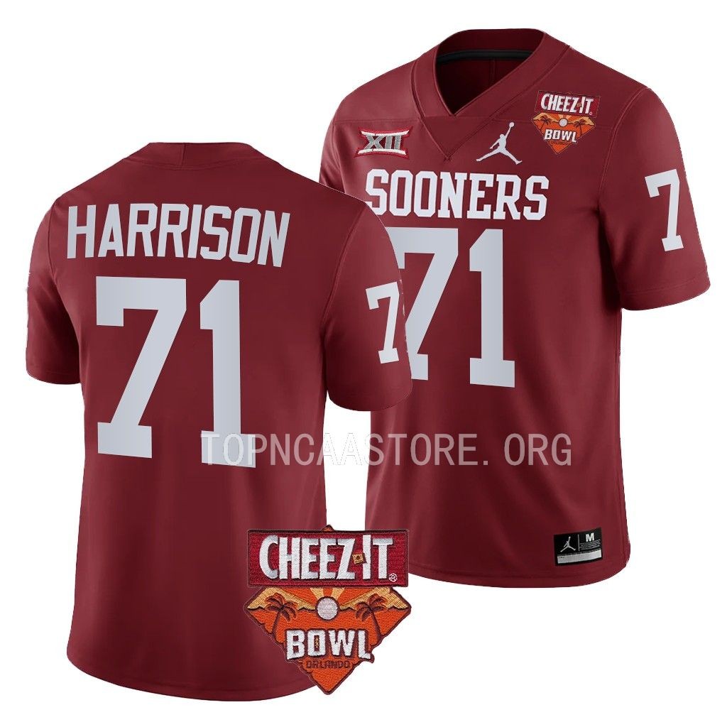 Anton Harrison Oklahoma Sooners 2022 Cheez-It Bowl #71 Jersey Men's Crimson College Uniform