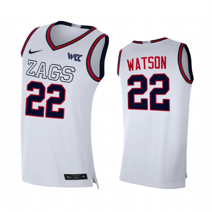 Anton Watson Gonzaga Bulldogs White Jersey 2021-22 College