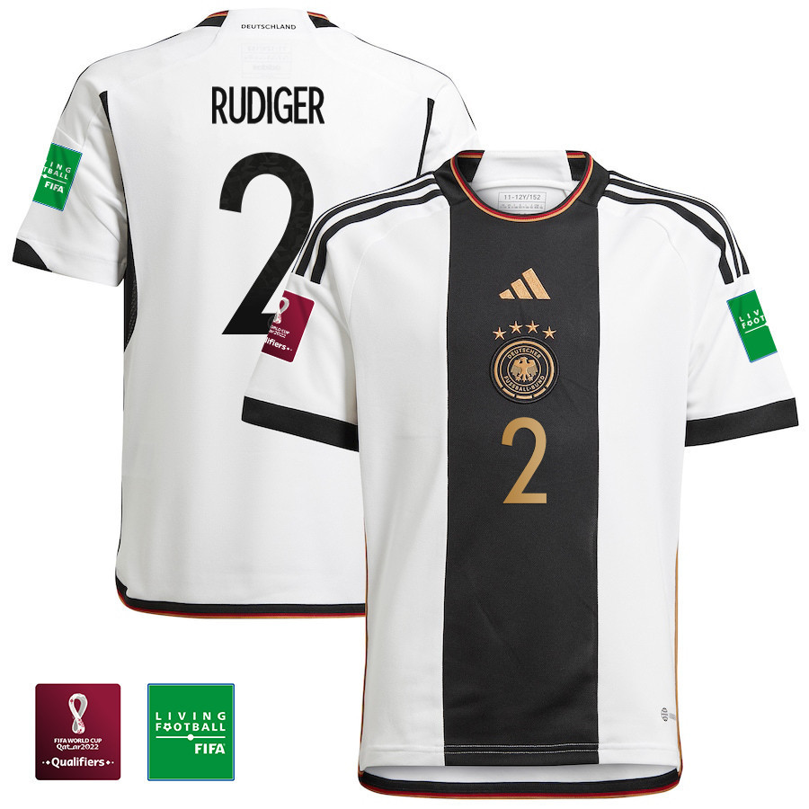 Antonio Rüdiger 2 FIFA World Cup Qatar 2022 Patch Germany National Team Home Soccer Jersey,