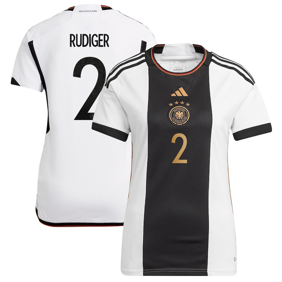 Antonio Rüdiger 2 Germany National Team 2022-23 Qatar World Cup Home Women Soccer Jersey – White