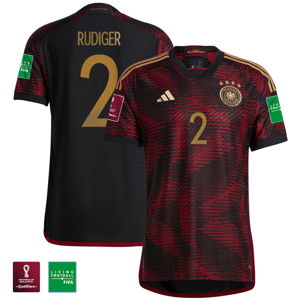 Antonio Rüdiger 2 Germany National Team FIFA World Cup Qatar 2022 Patch Men Soccer Jersey- Away