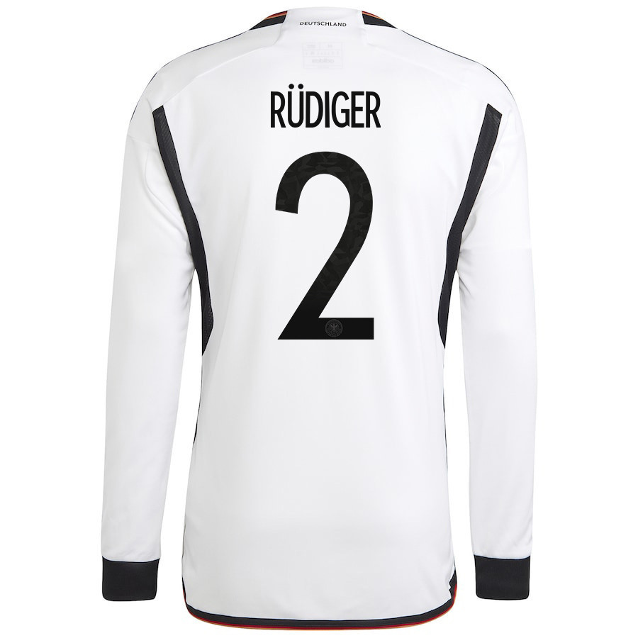 Antonio Rüdiger 2 Qatar World Cup Germany National Team 2022-23 Men Long Sleeve Soccer Jersey, Home