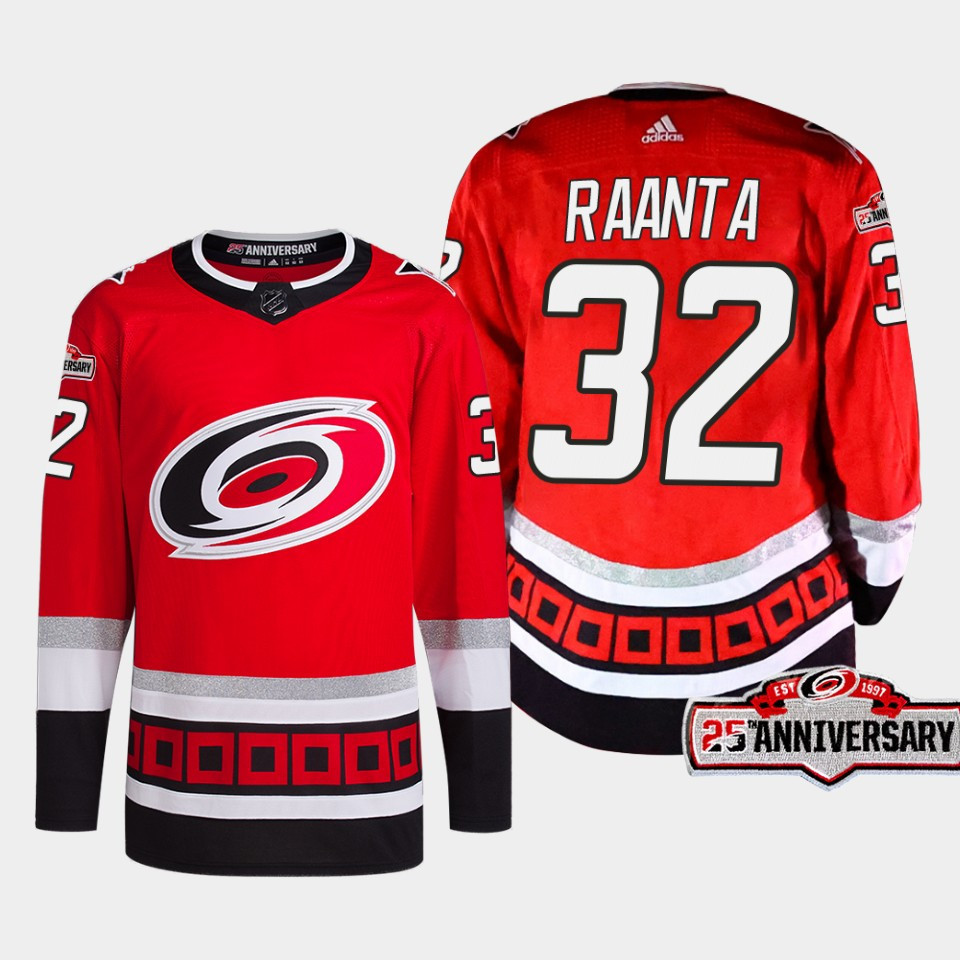 Antti Raanta 32 Carolina Hurricanes Red Stitched Jersey 2022-23 Third 25th Anniversary