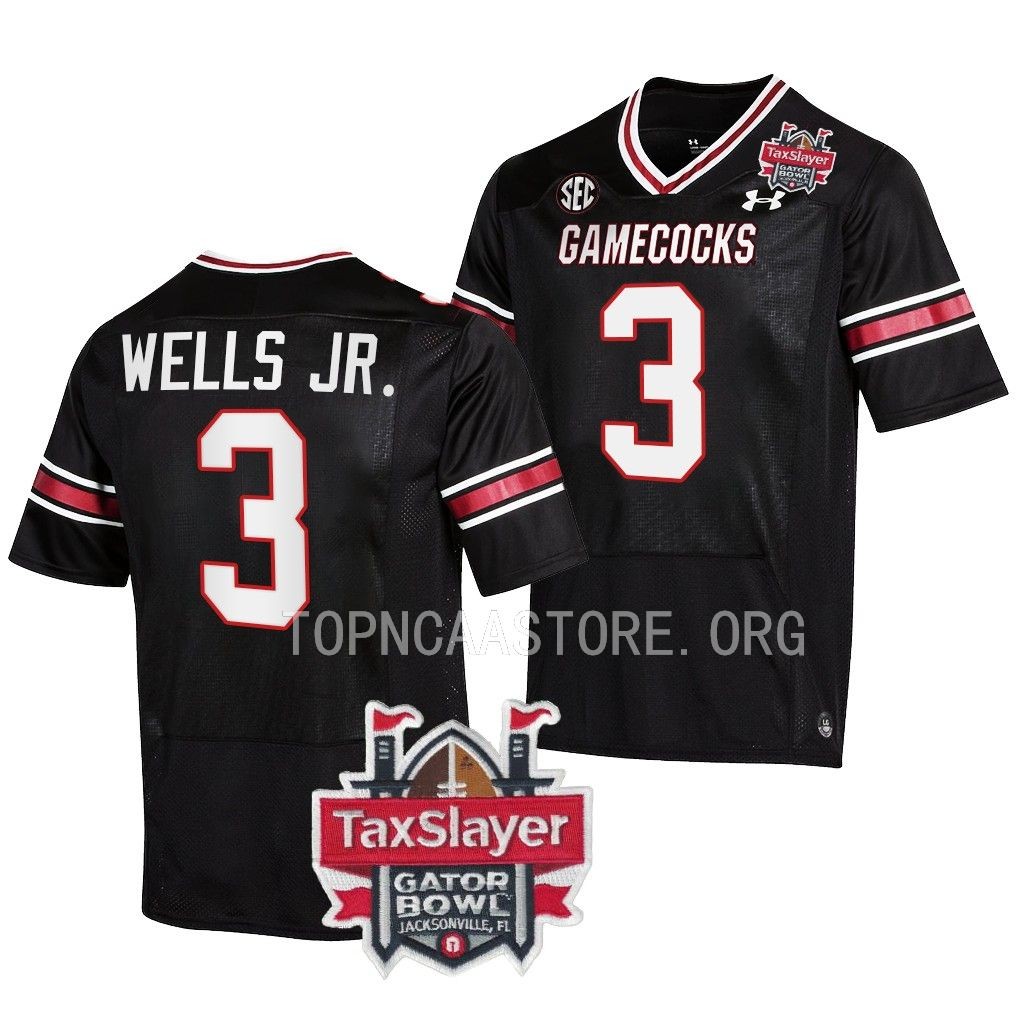 Antwane Wells Jr. South Carolina Gamecocks 2022 Gator Bowl College Jersey Men's Black #3 Uniform