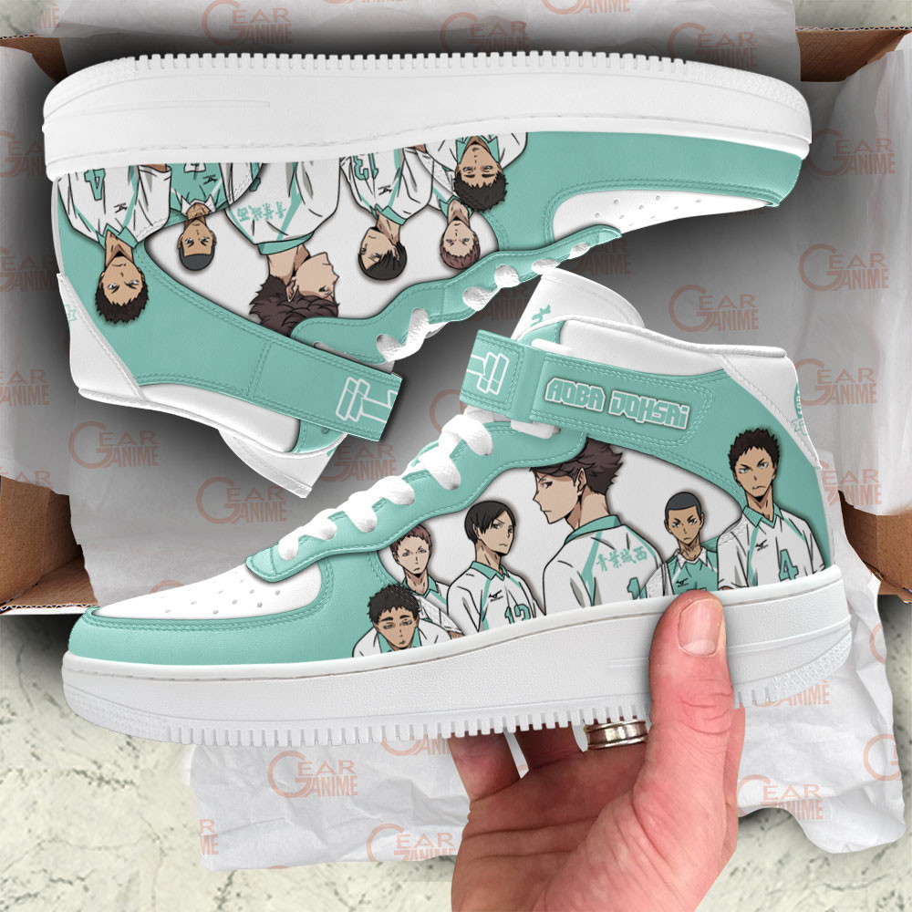 Aoba Johsai High Sneakers Air Mid Custom Haikyuu Anime Shoes