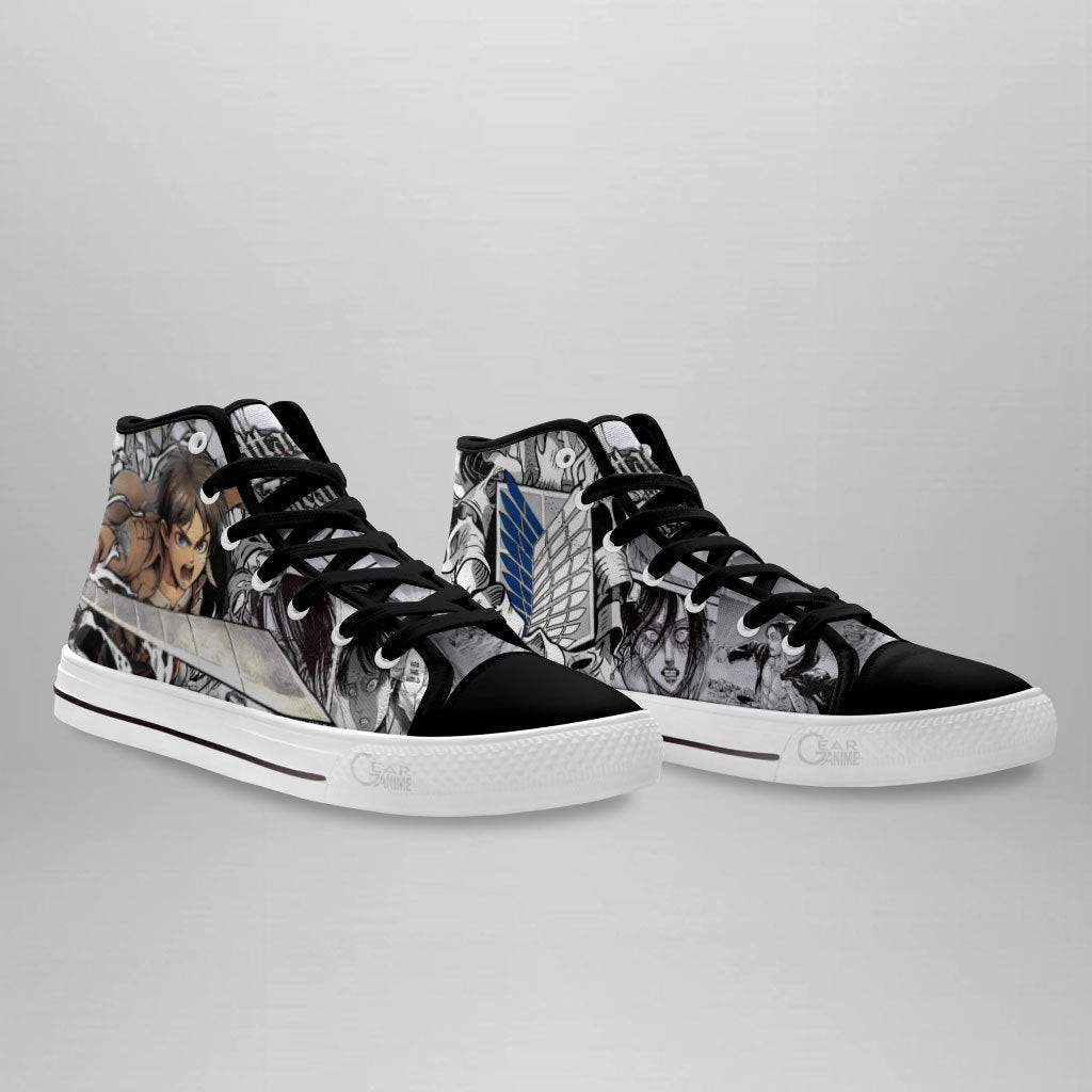 AOT Eren High Top Shoes Custom Anime Attack On Titan Sneakers