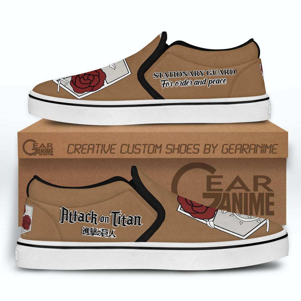 AOT Garrison Regiment Slip-On Shoes Canvas Custom Symbol Anime Attack On Titan Shoes