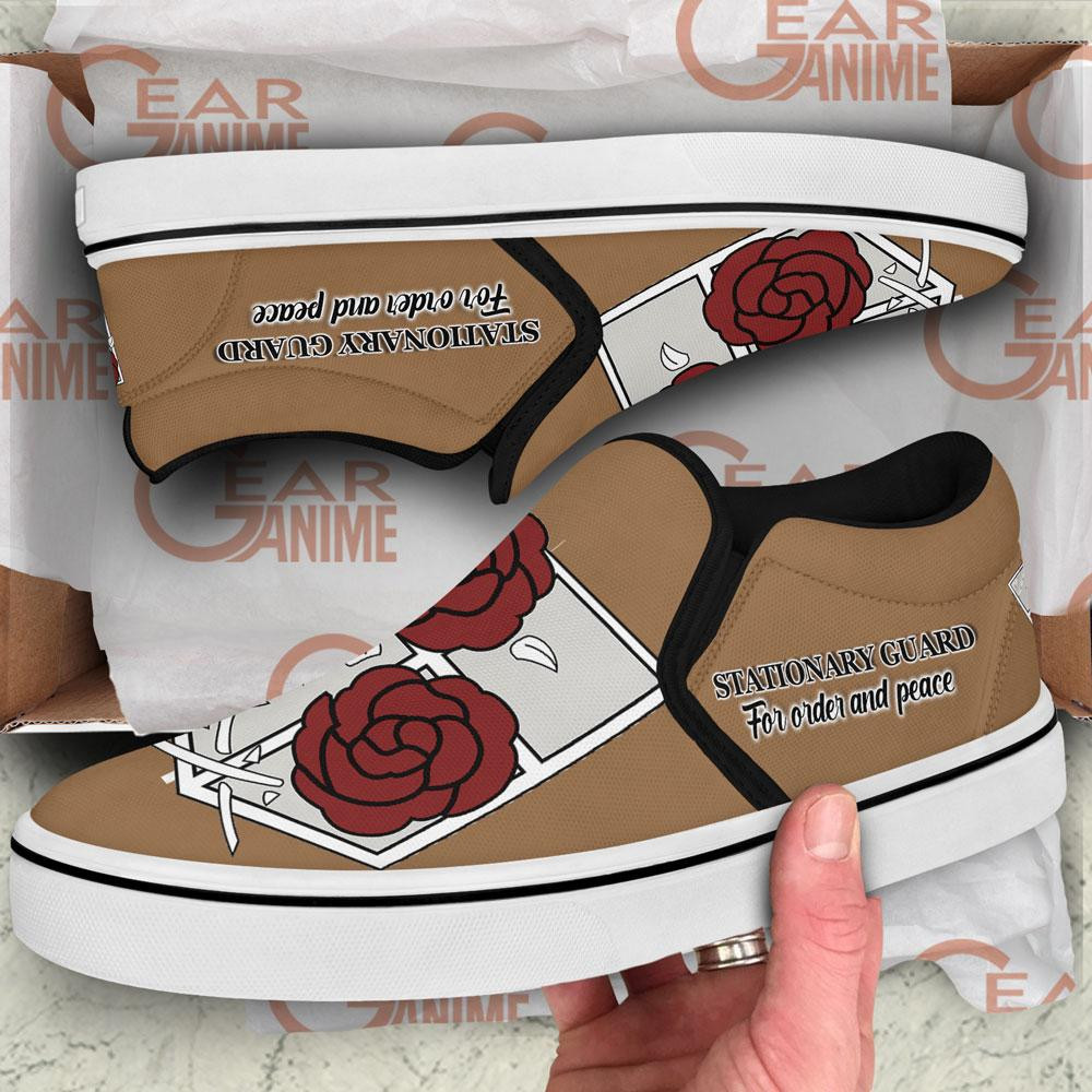 AOT Garrison Regiment Slip-On Shoes Canvas Custom Symbol Anime Attack On Titan Shoes