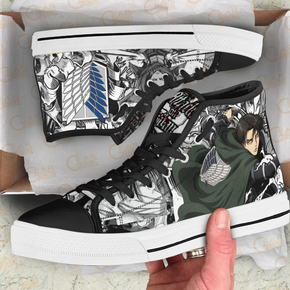 AOT Levi High Top Shoes Custom Anime Attack On Titan Sneakers