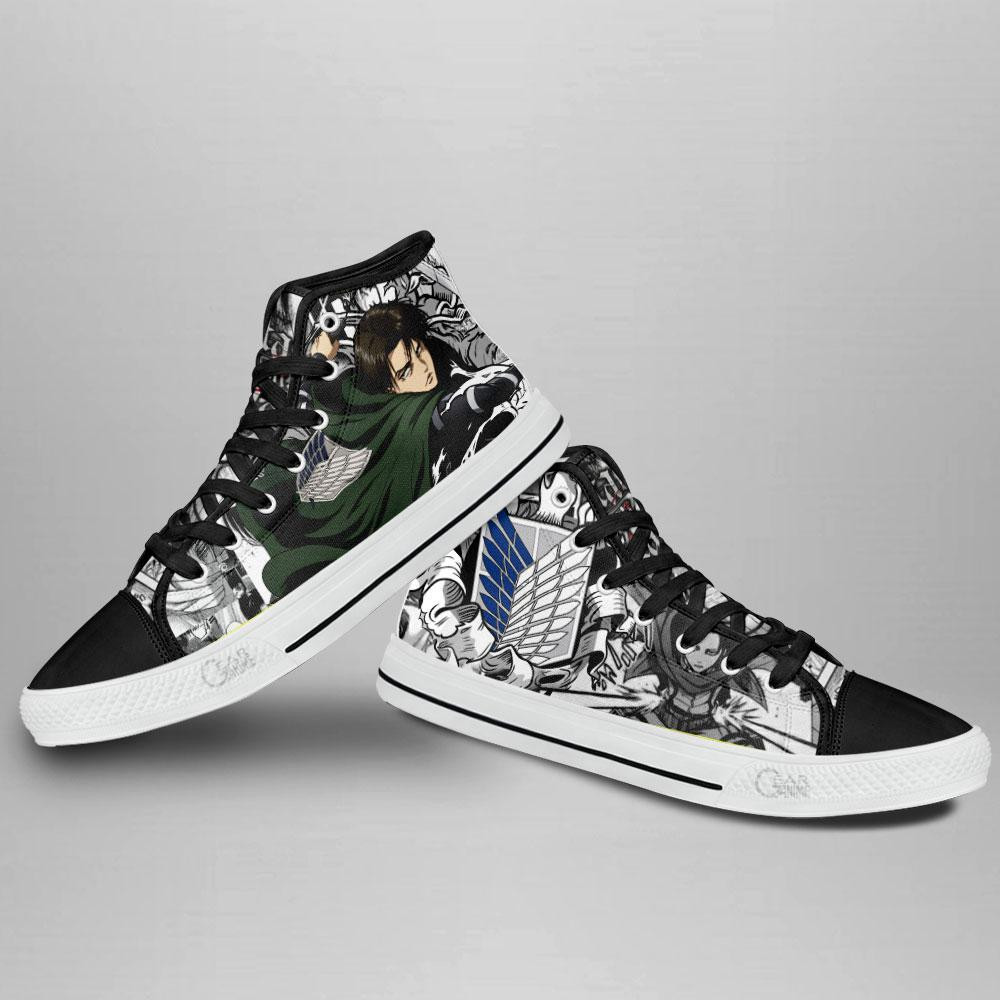 AOT Levi High Top Shoes Custom Anime Attack On Titan Sneakers