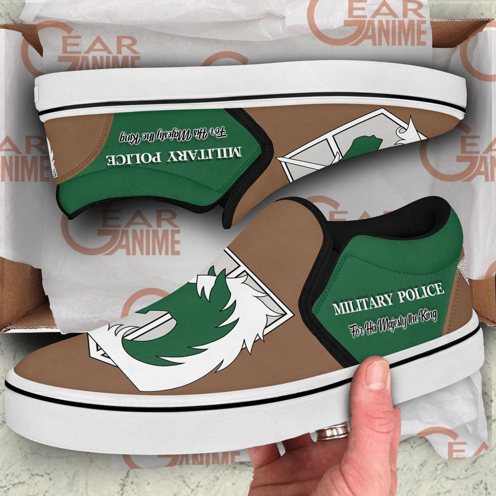 AOT Military Police Slip-On Shoes Canvas Custom Symbol Anime Attack On Titan Shoes