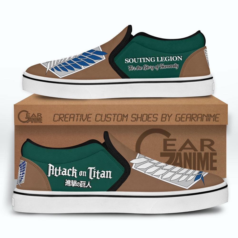AOT Wing of Freedom Slip-On Shoes Canvas Custom Symbol Anime Attack On Titan Shoes