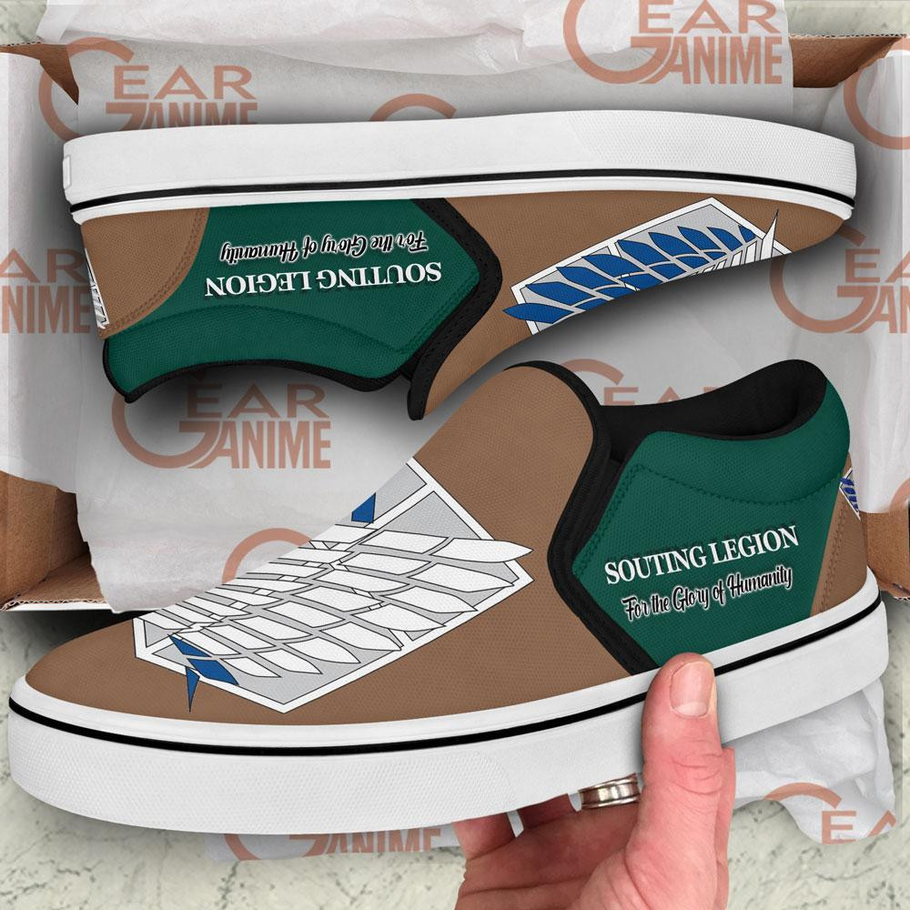 AOT Wing of Freedom Slip-On Shoes Canvas Custom Symbol Anime Attack On Titan Shoes